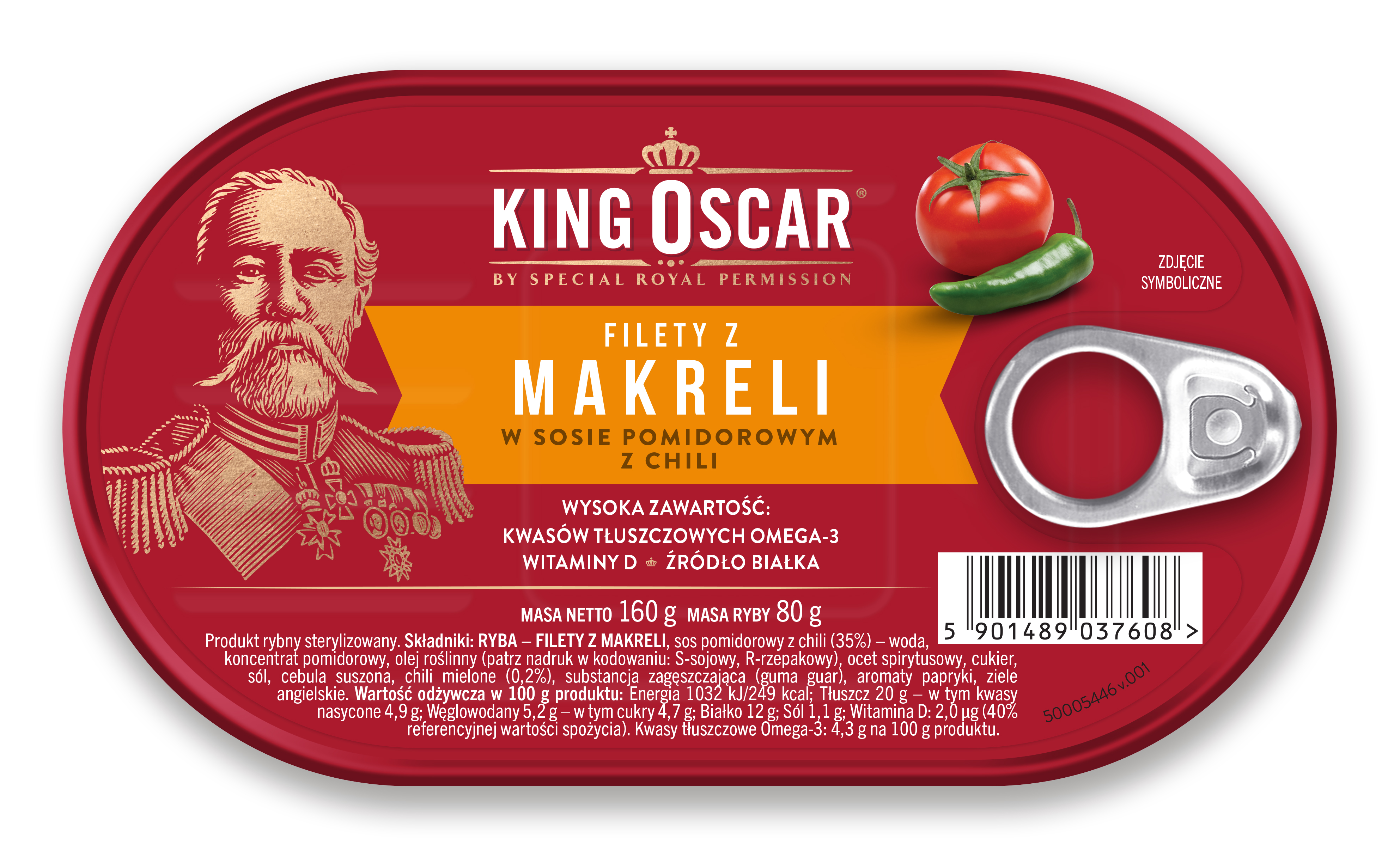 Filety Z Makreli W Sosie Pomidorowym Z Chili 160G King Oscar