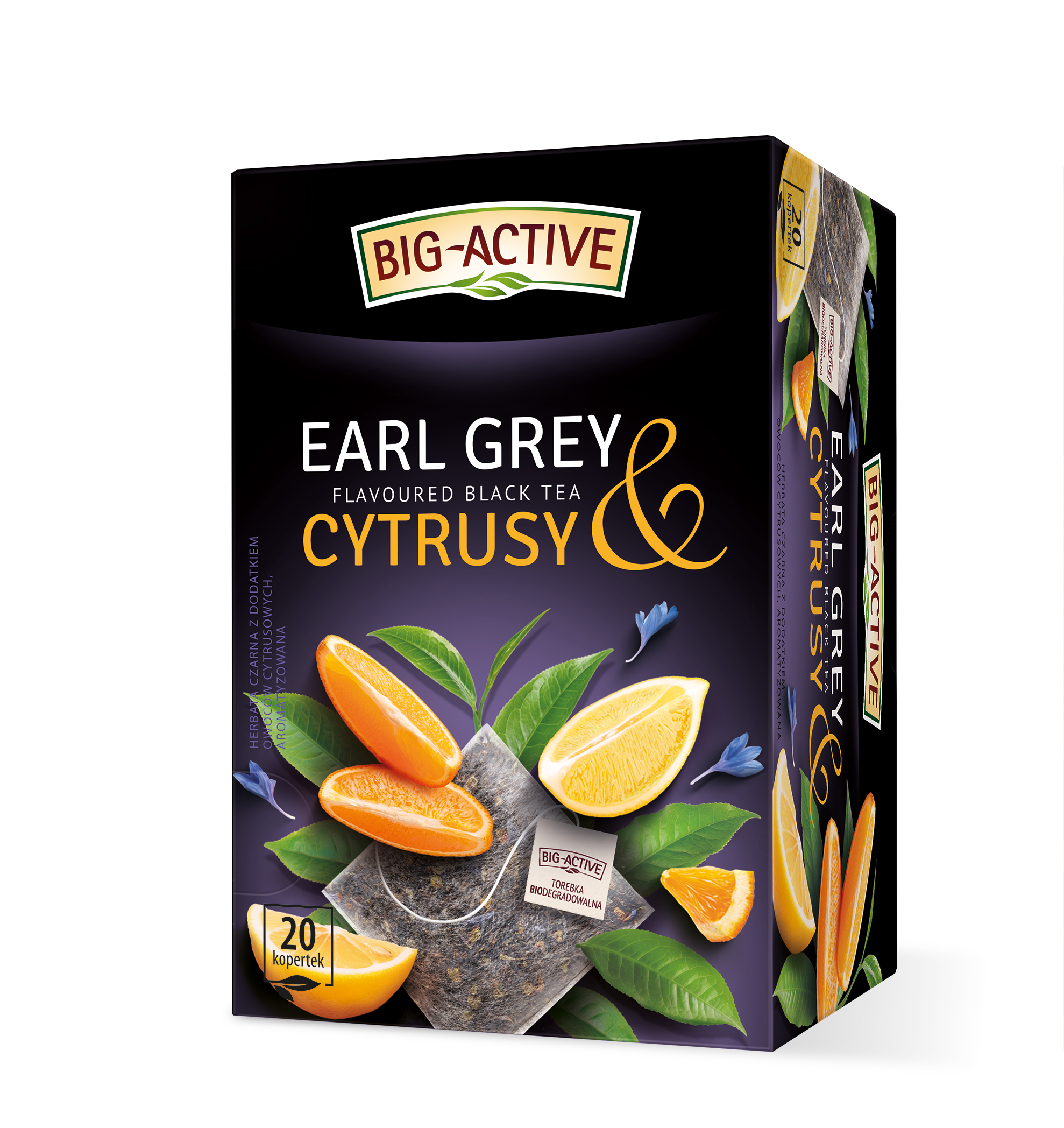Big-Active Herbata Czarna Earl Grey O Smaku Bergamotki I Cytrusów, Aromatyzowana 20 Torebek X 2G (40G)