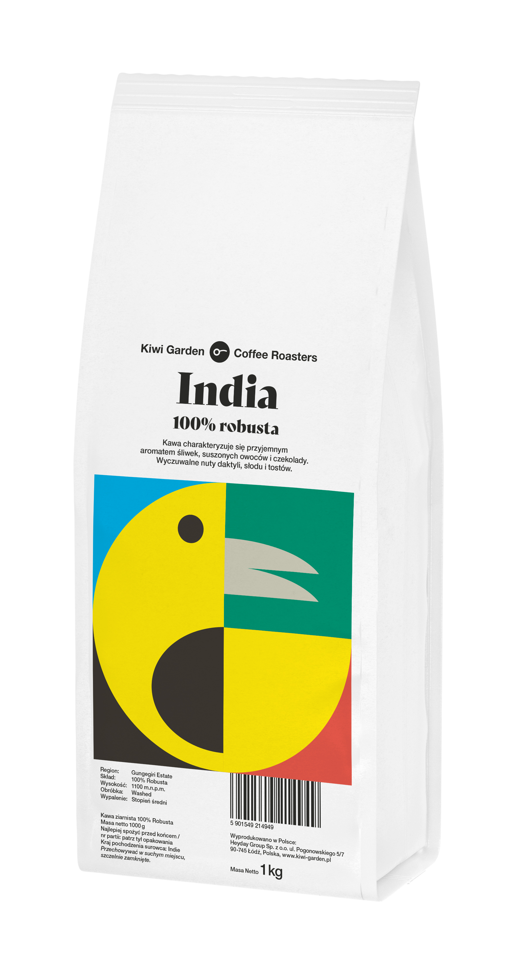 Kiwi Garden India 1Kg Kawa Ziarnista 100% Robusta