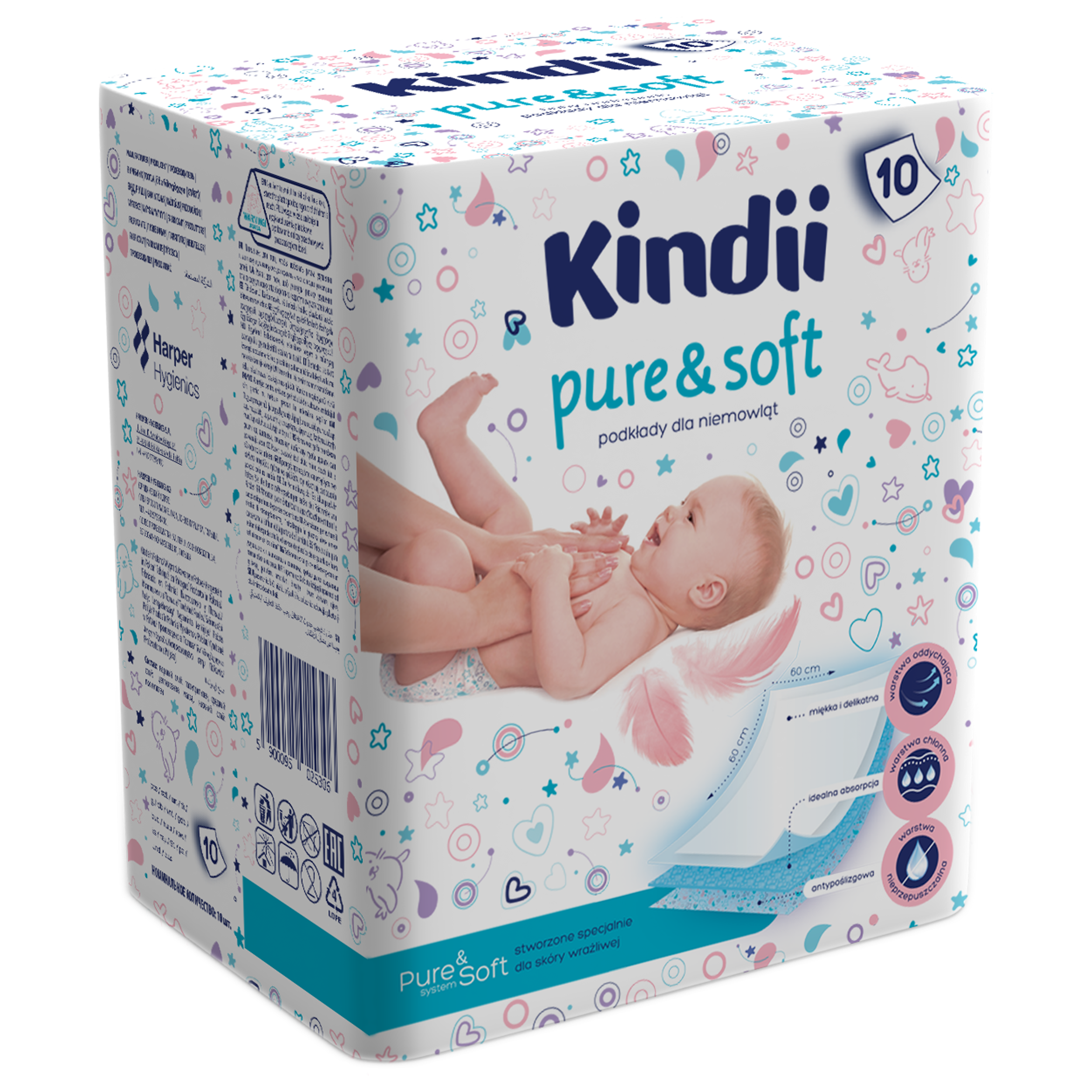 Kindii Pure&Soft Podkłady Dla Niemowląt 10 Szt.