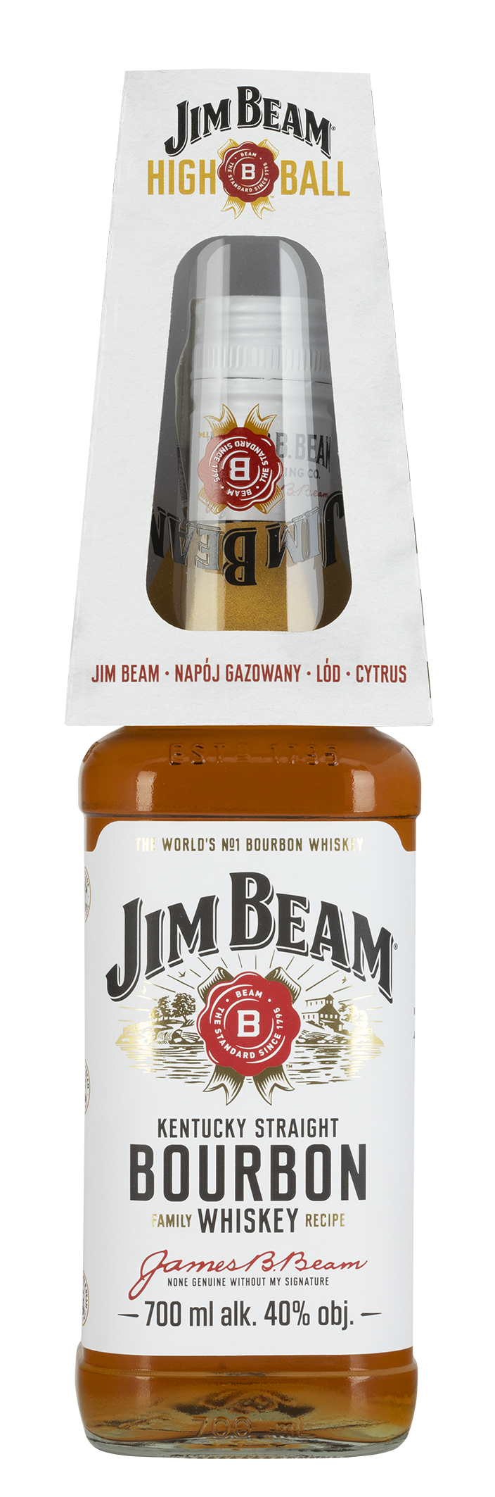 Jim Beam White 40% 700Ml + Szklanka