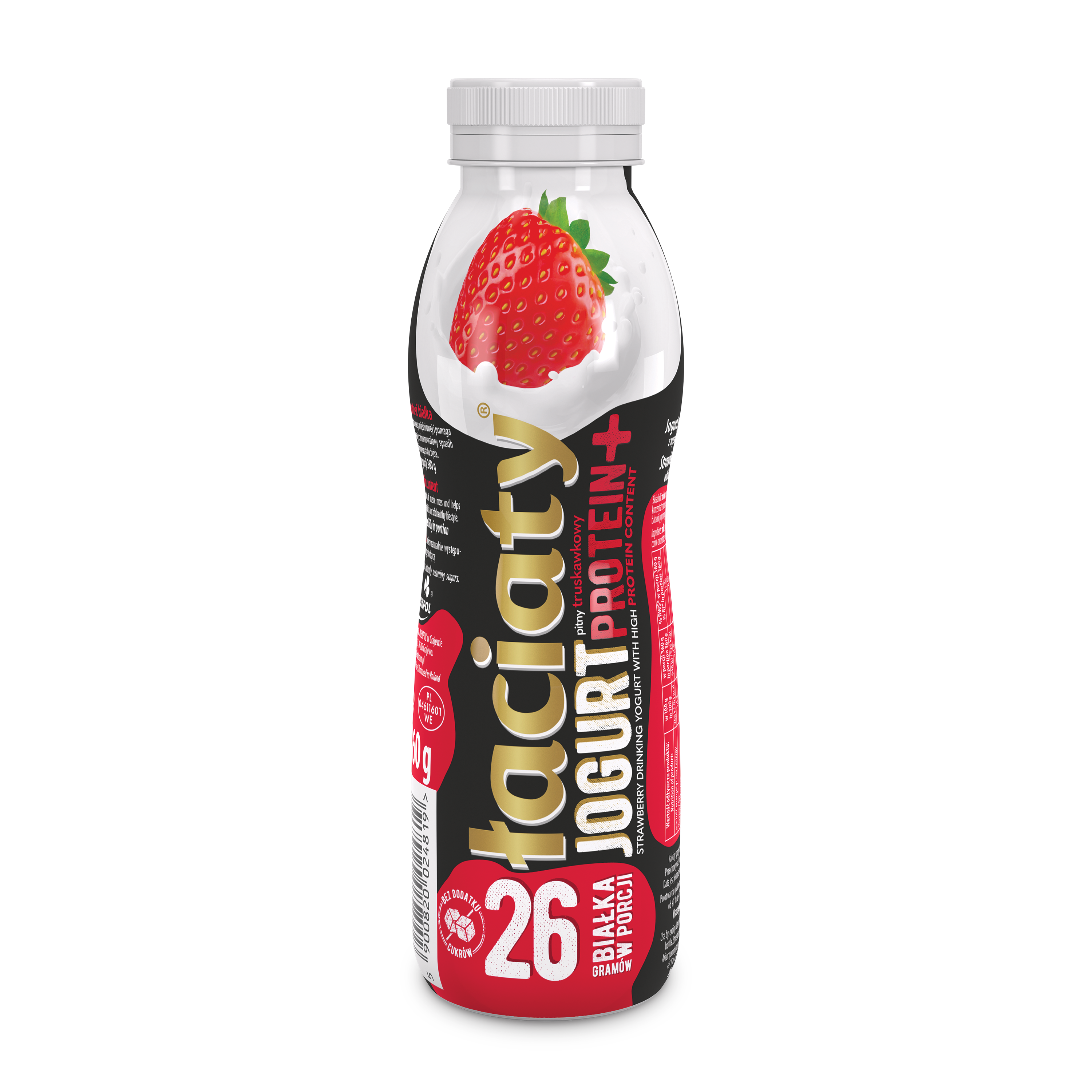 Jogurt Łaciaty Pitny Truskawka Protein Plus Butelka Pet 360G Sm Mlekpol