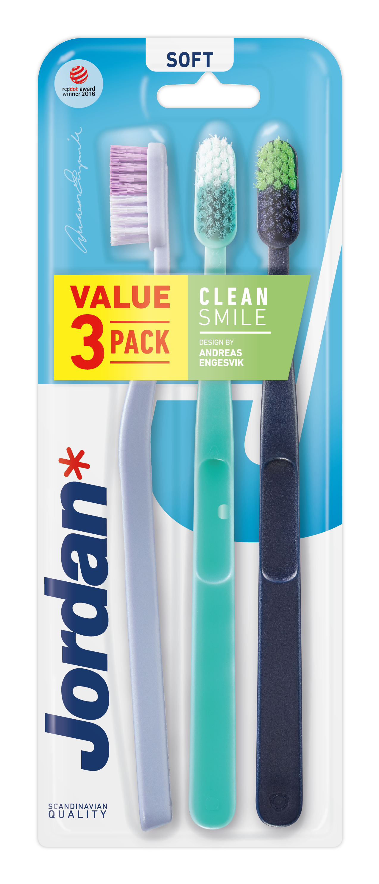 Jordan Szczoteczka Do Zębów Clean Smile Soft 3-Pack