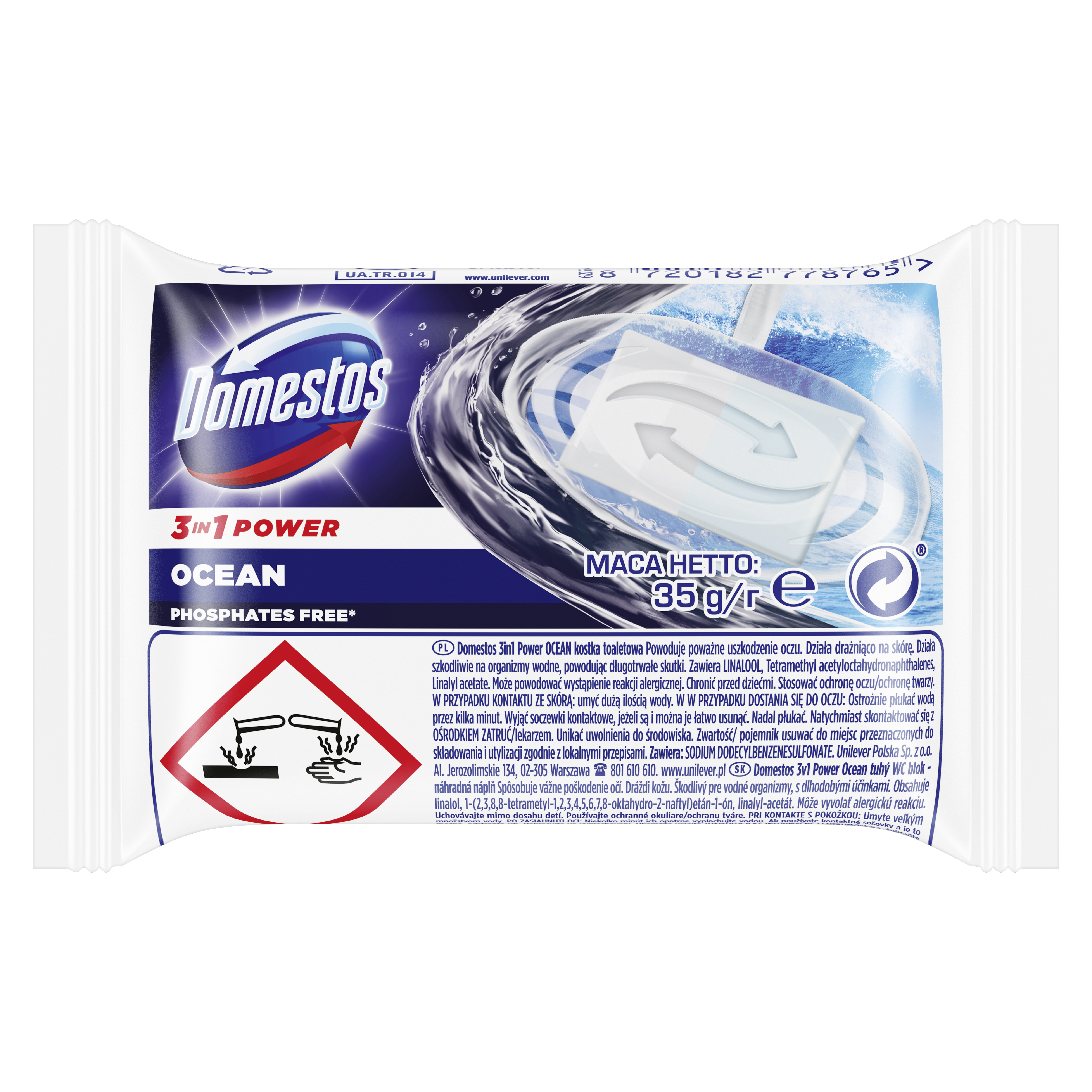 Domestos Kostka Toaletowa 3W1 Ocean Refill 35G