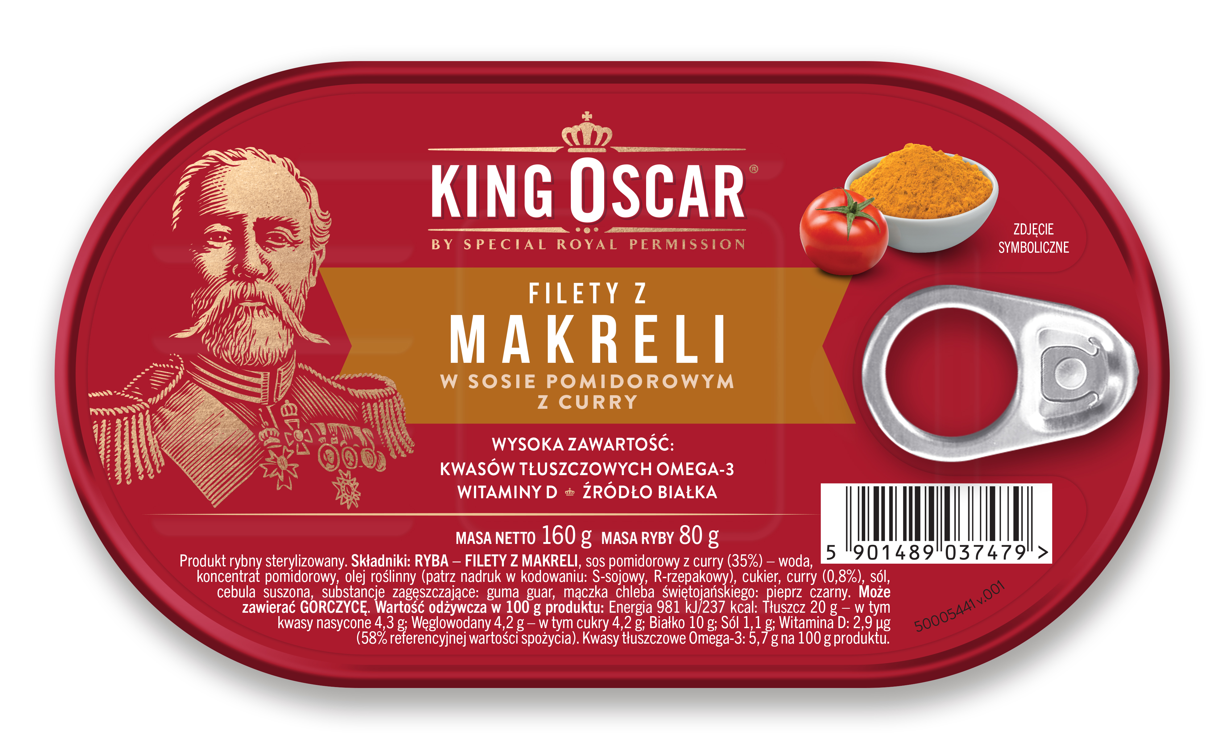 Filety Z Makreli W Sosie Pomidorowym Z Curry 160G King Oscar