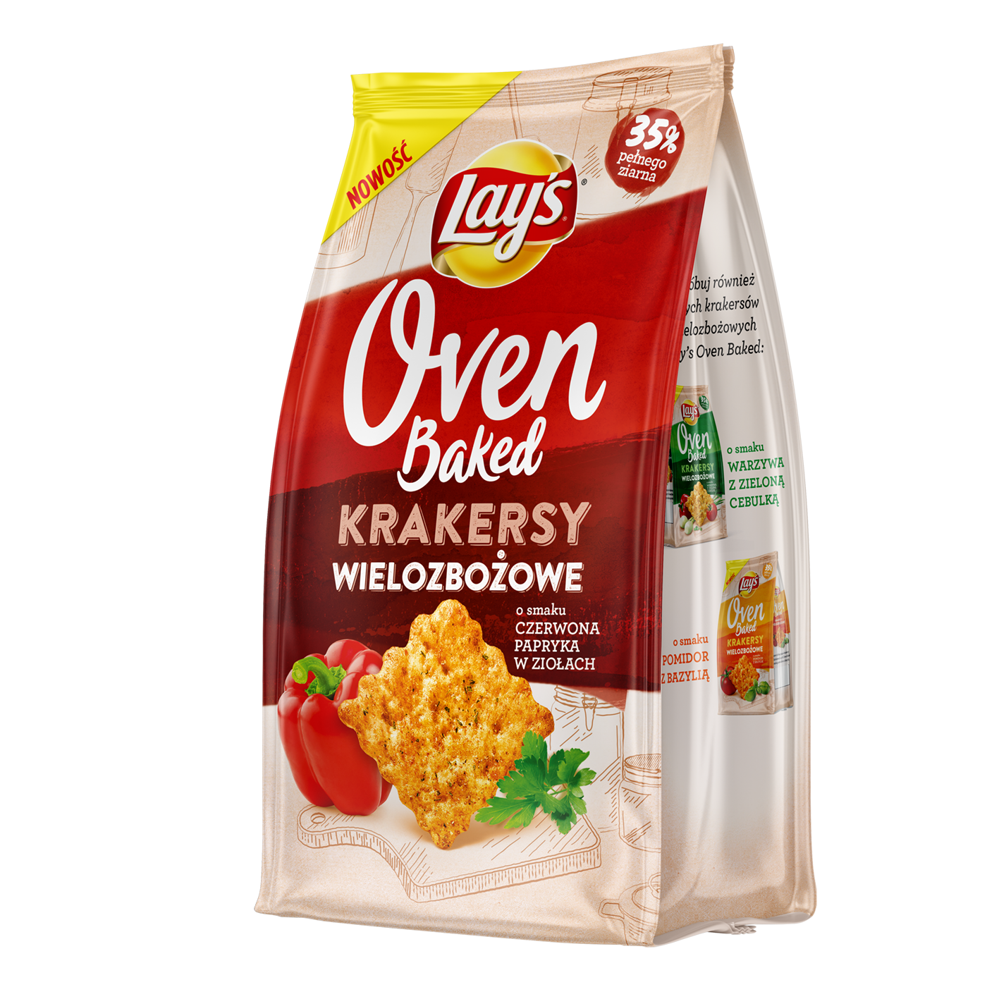 Lay’S Oven Baked Krakersy Wielozbożowe Czerwona Papryka W Ziołach 80G