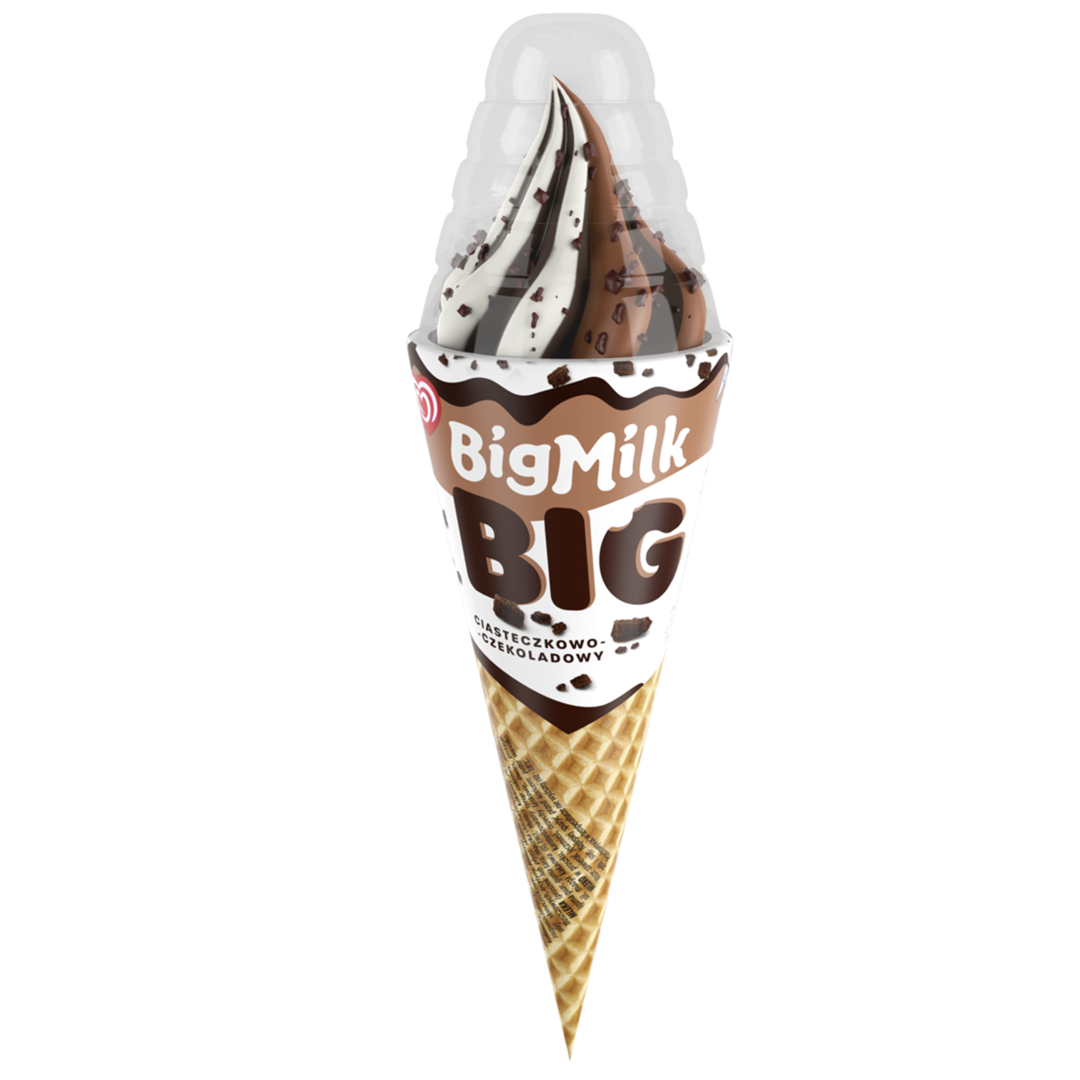 Big Milk Lody Big Rożek Ciasteczkowo-Czekoladowy 140 Ml