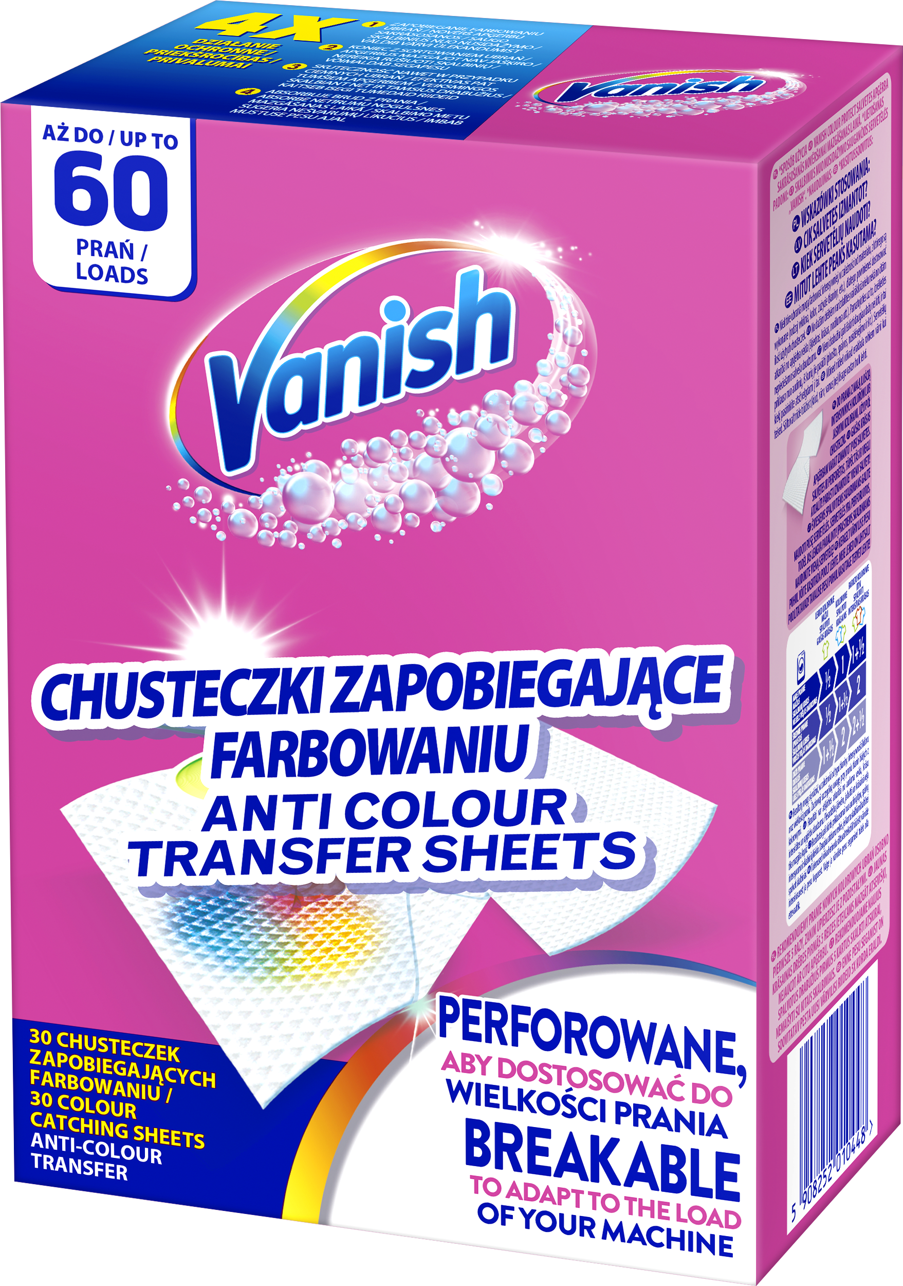 Vanish Color Protect - Chusteczki Wyłapujące Barwnik, 60 Prań (30 Chusteczek)