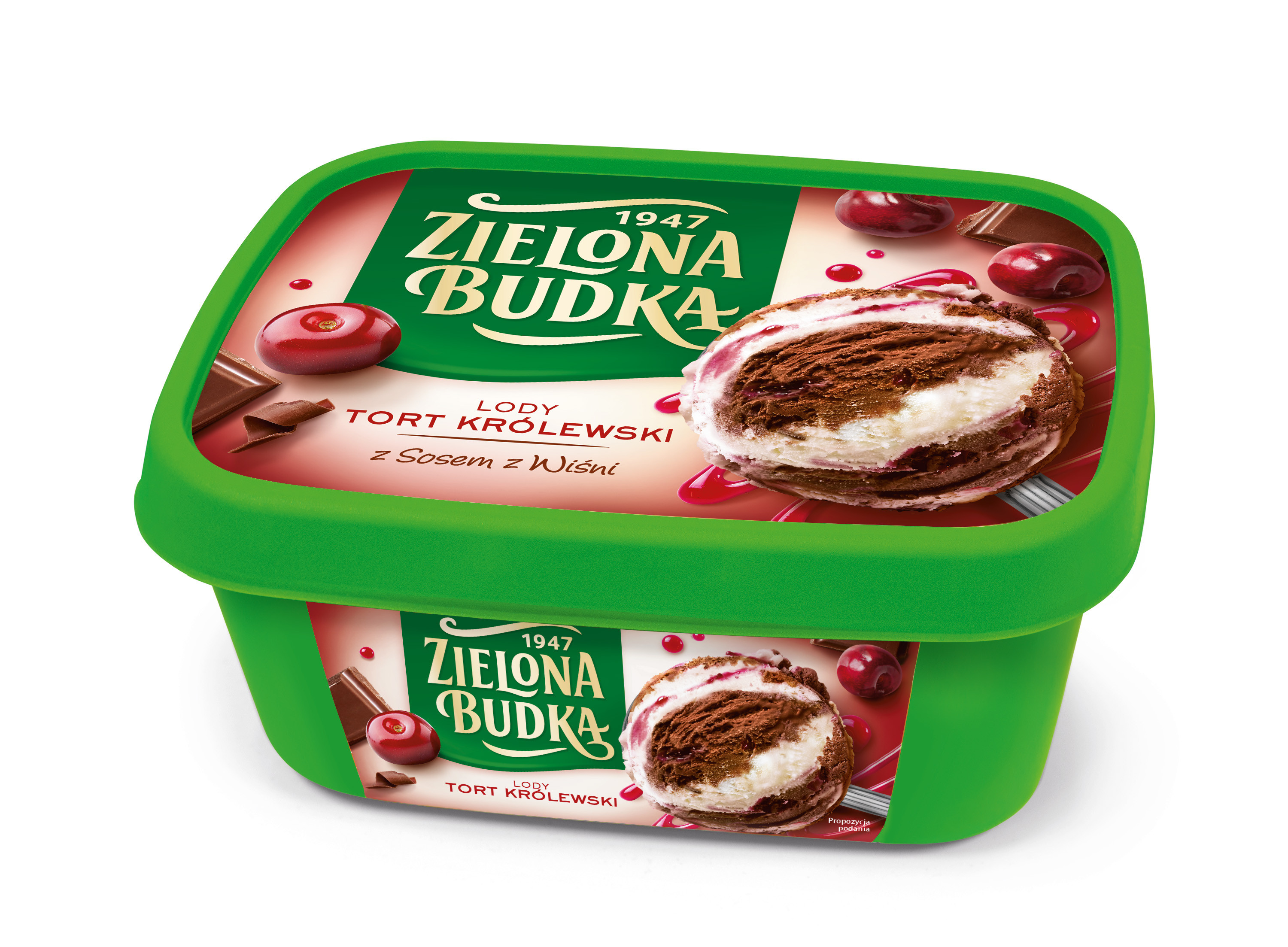 Zielona Budka Lody Tort Królewski Z Sosem Z Wiśni 1000 Ml/558 G