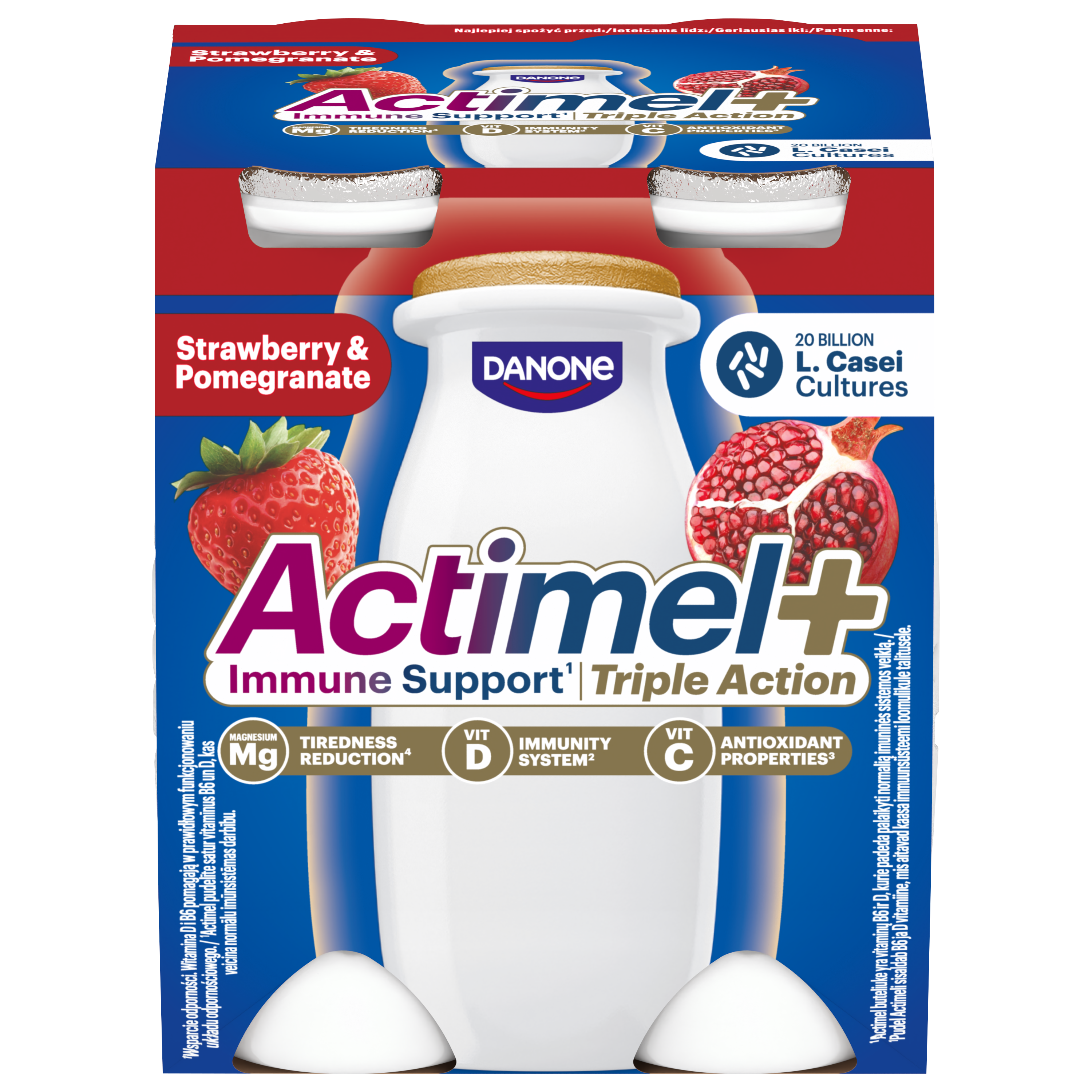 Actimel Truskawka-Granat Triple Action 4X100G