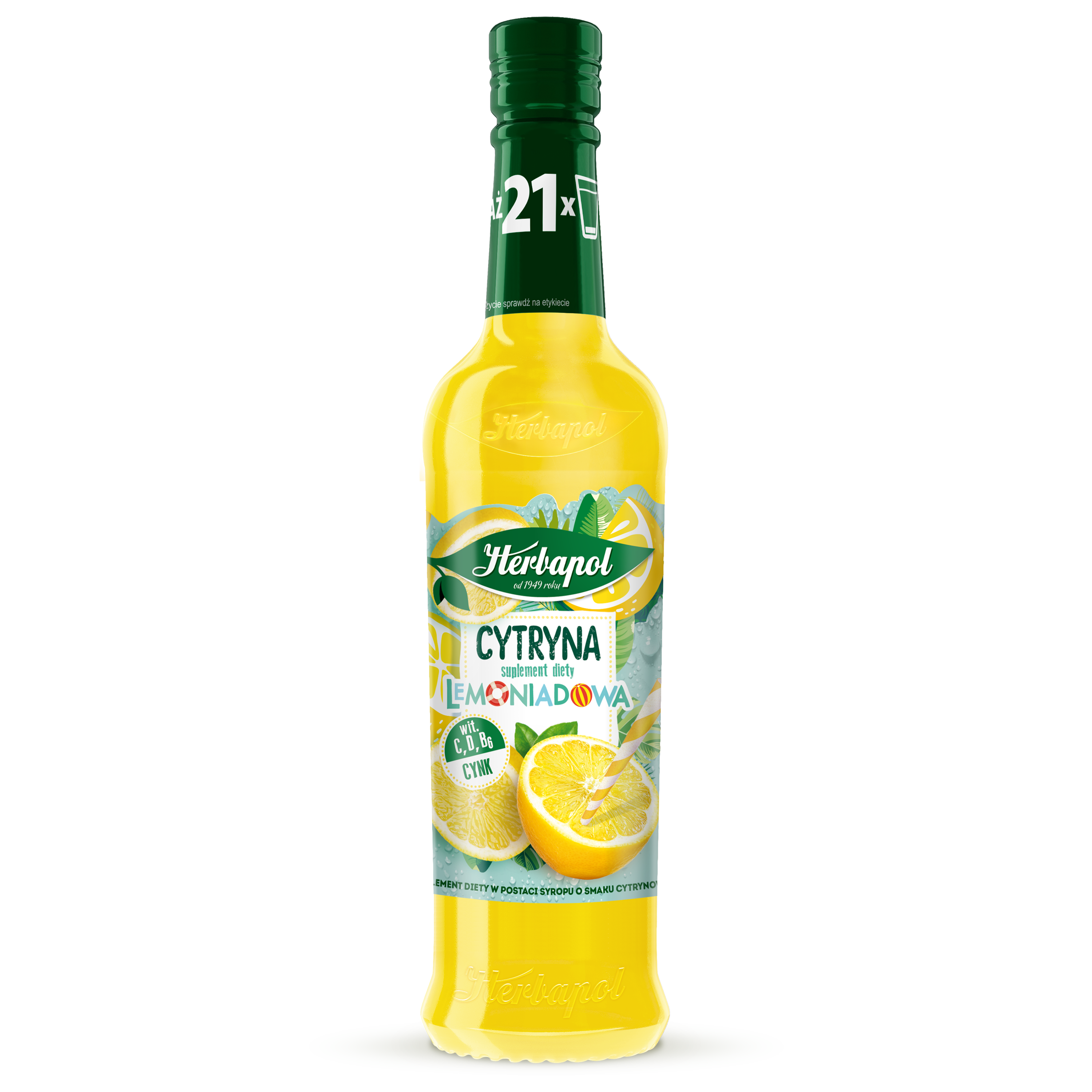 Herbapol Syrop Owocowy Suplement Diety Cytryna Lemoniadowa Z Witaminami C,D, B6 I Cynkiem 420 Ml