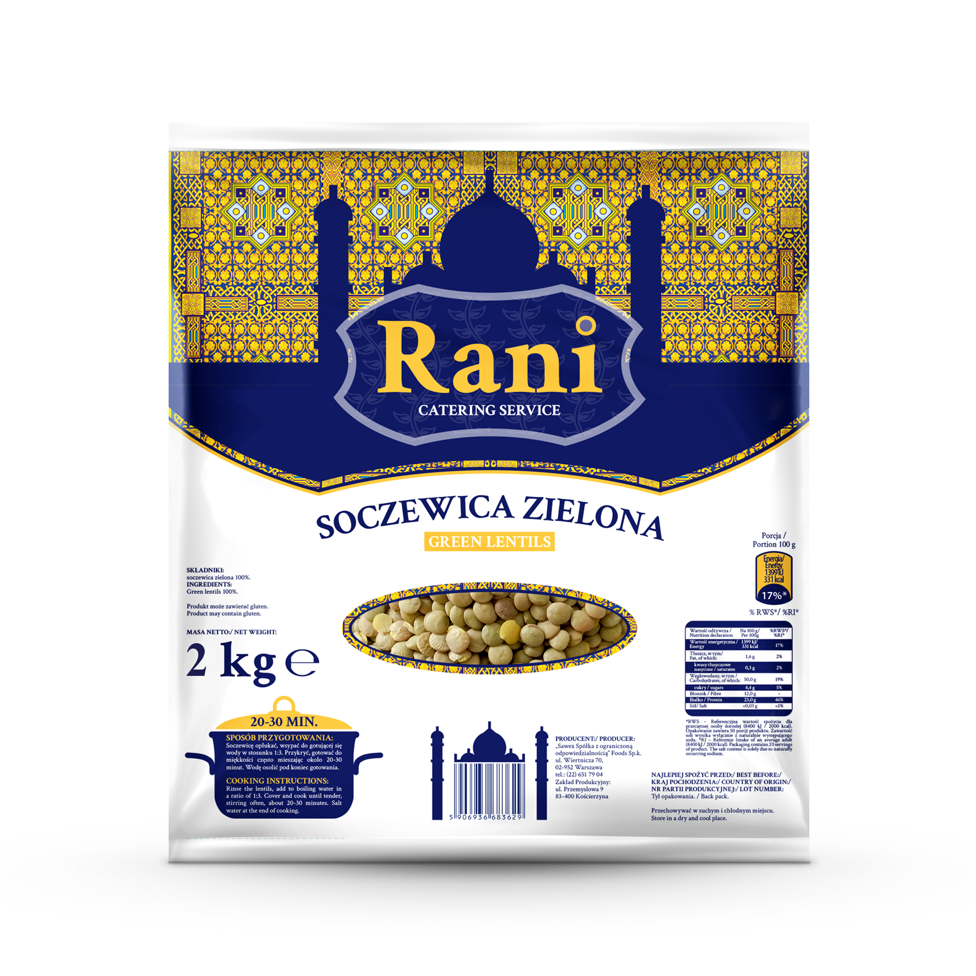Rani Soczewica Zielona 2 Kg