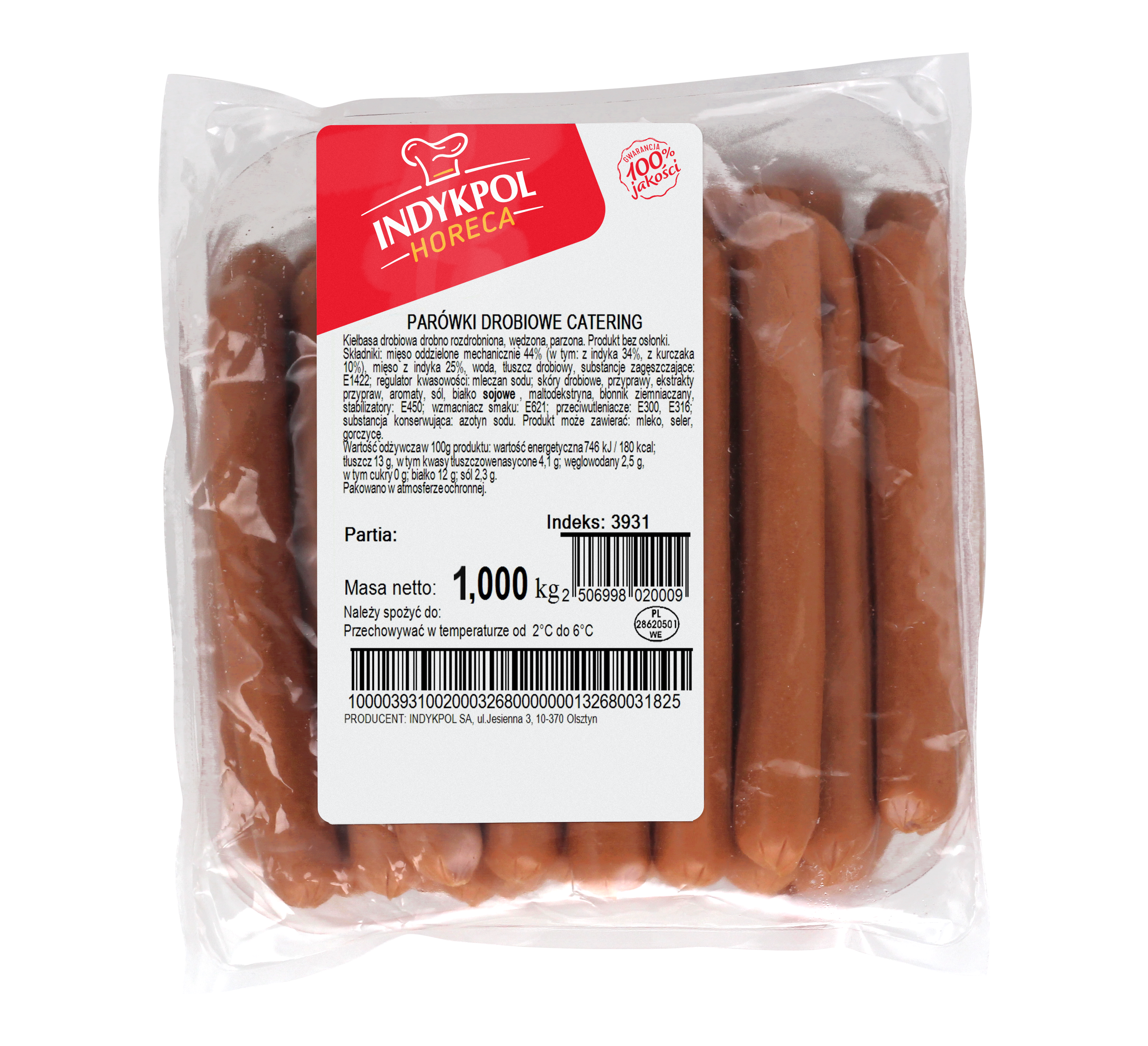 Parówki Drobiowe Catering Ok. 1 Kg Indykpol