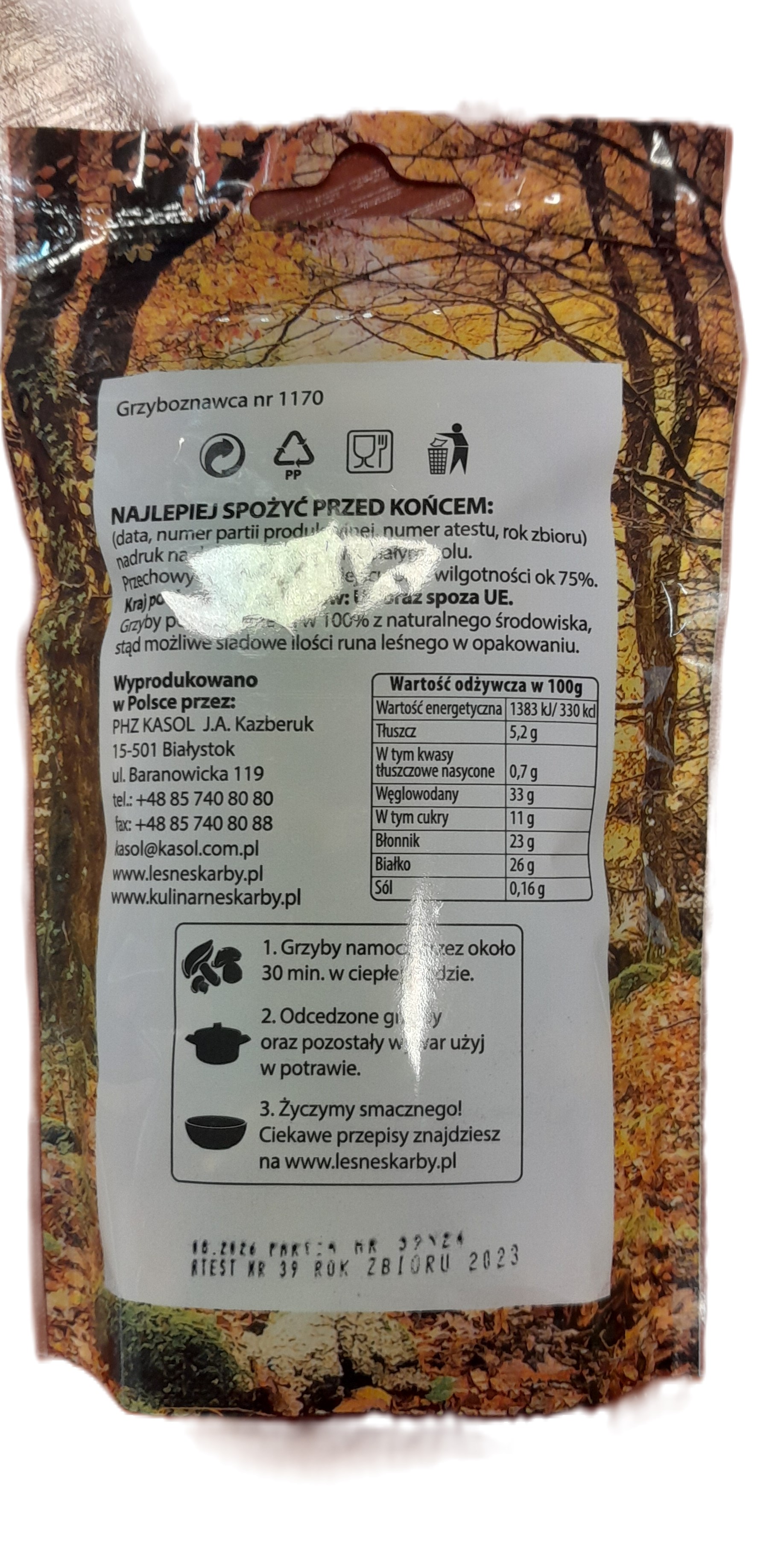Koźlarz Suszony Grzybów Leśnych 40G Leśne Skarby