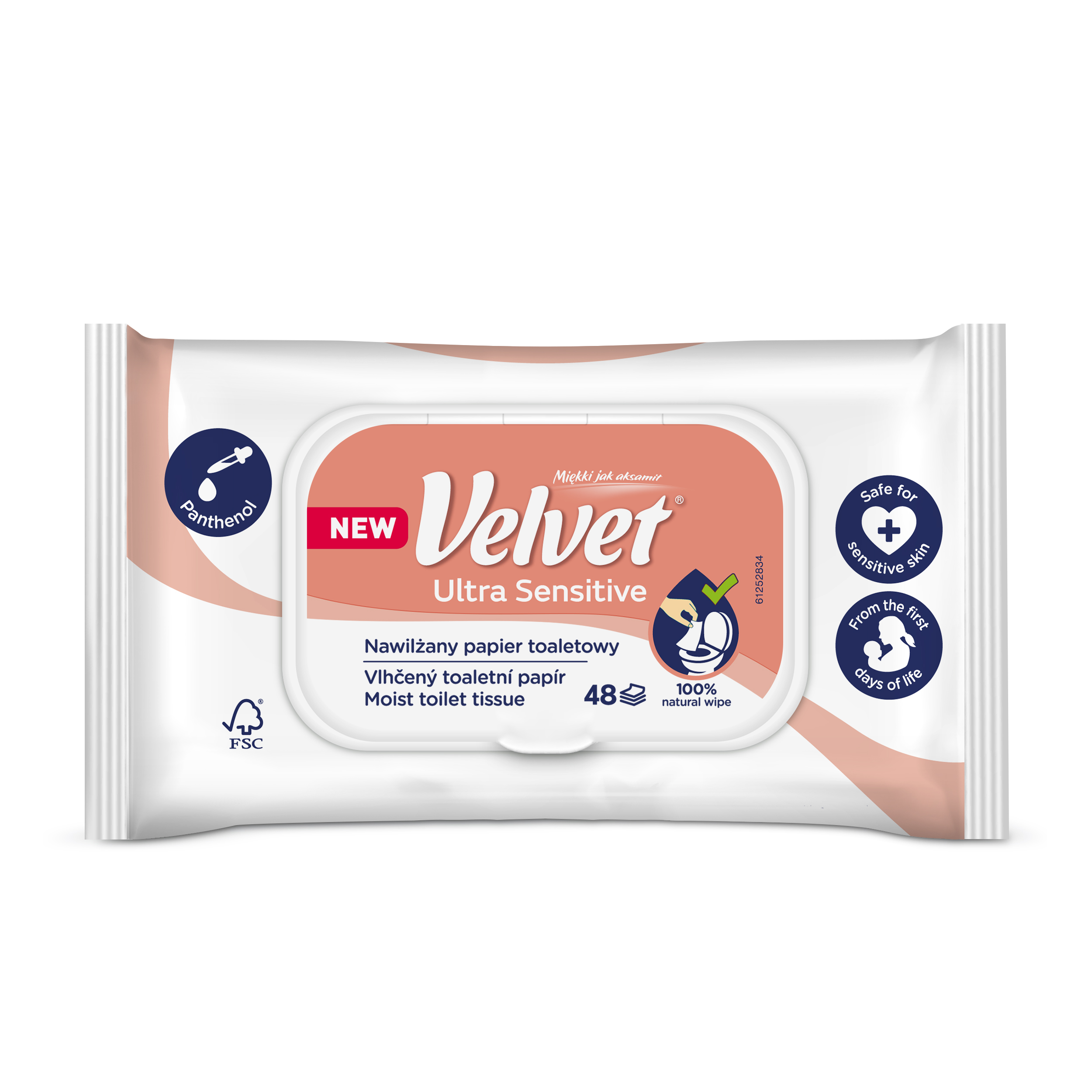 Nawilżany Papier Toaletowy Velvet Ultra Sensitive 48 Sztuk
