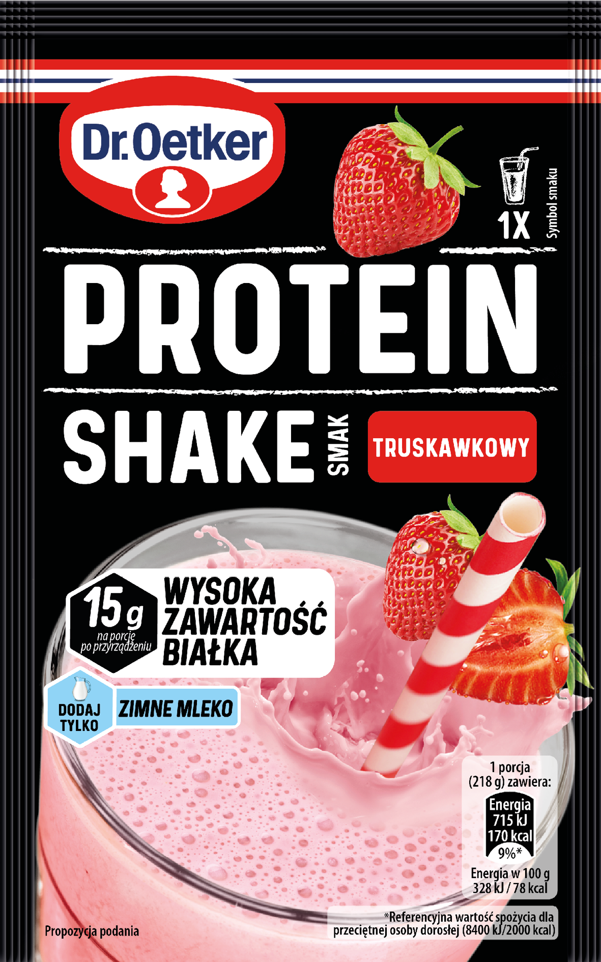 Dr. Oetker Protein Shake Smak Truskawkowy 18 G