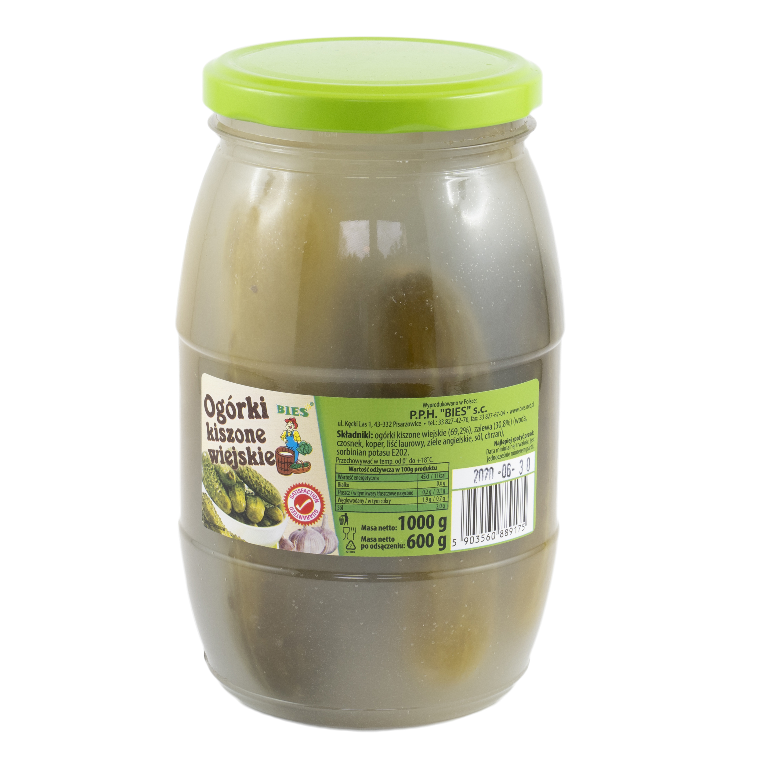 Ogórki Kiszone Wiejskie Polska 1000G/600G