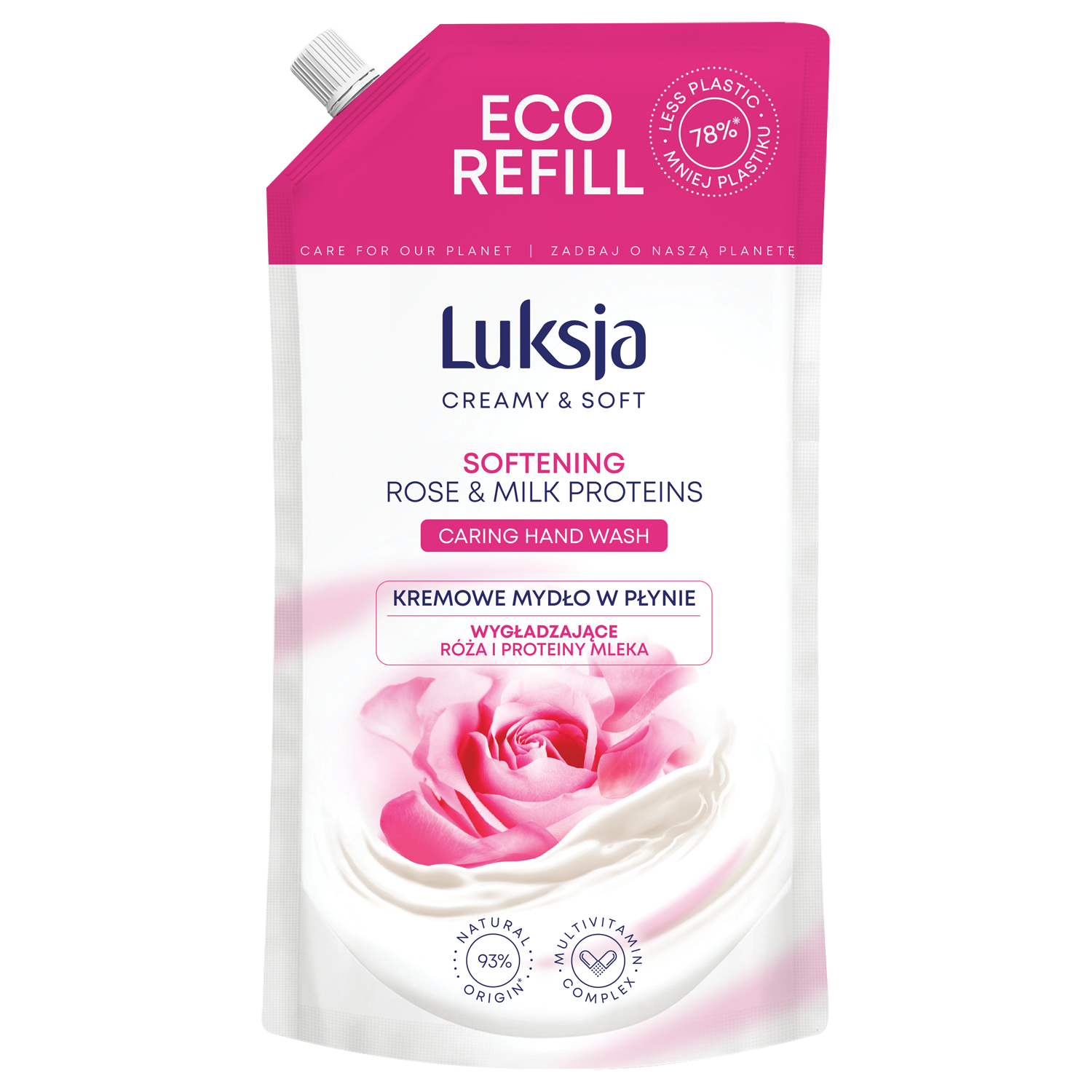 Luksja Creamy & Soft Kremowe Mydło W Płynie Róża I Proteiny Mleka 900 Ml Opakowanie Uzupełniające