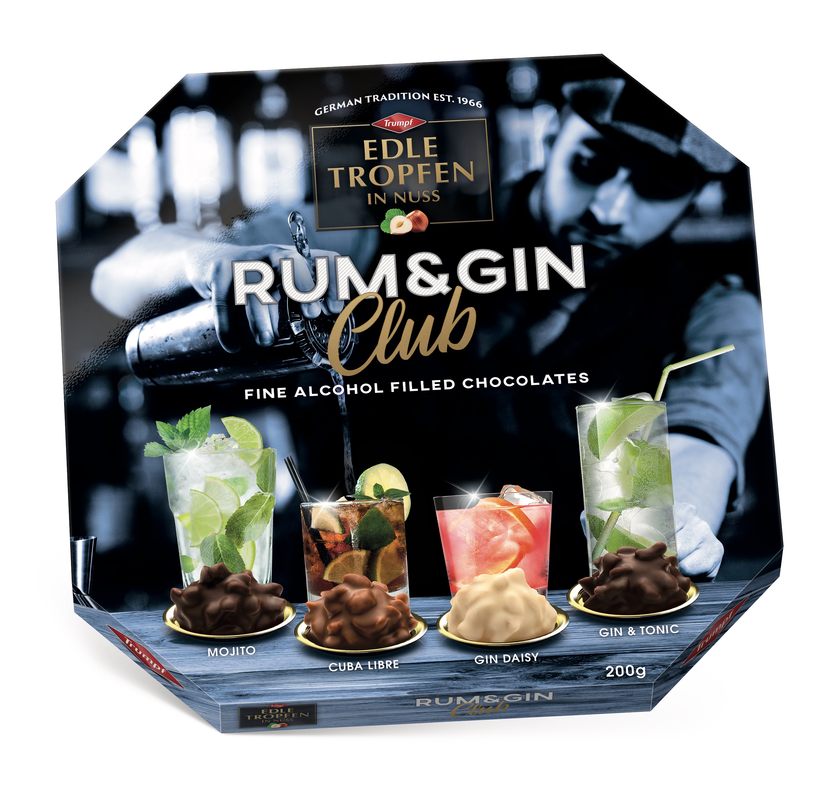 Praliny Edle Tropfen In Nuss Rum & Gin 200G Trumpf