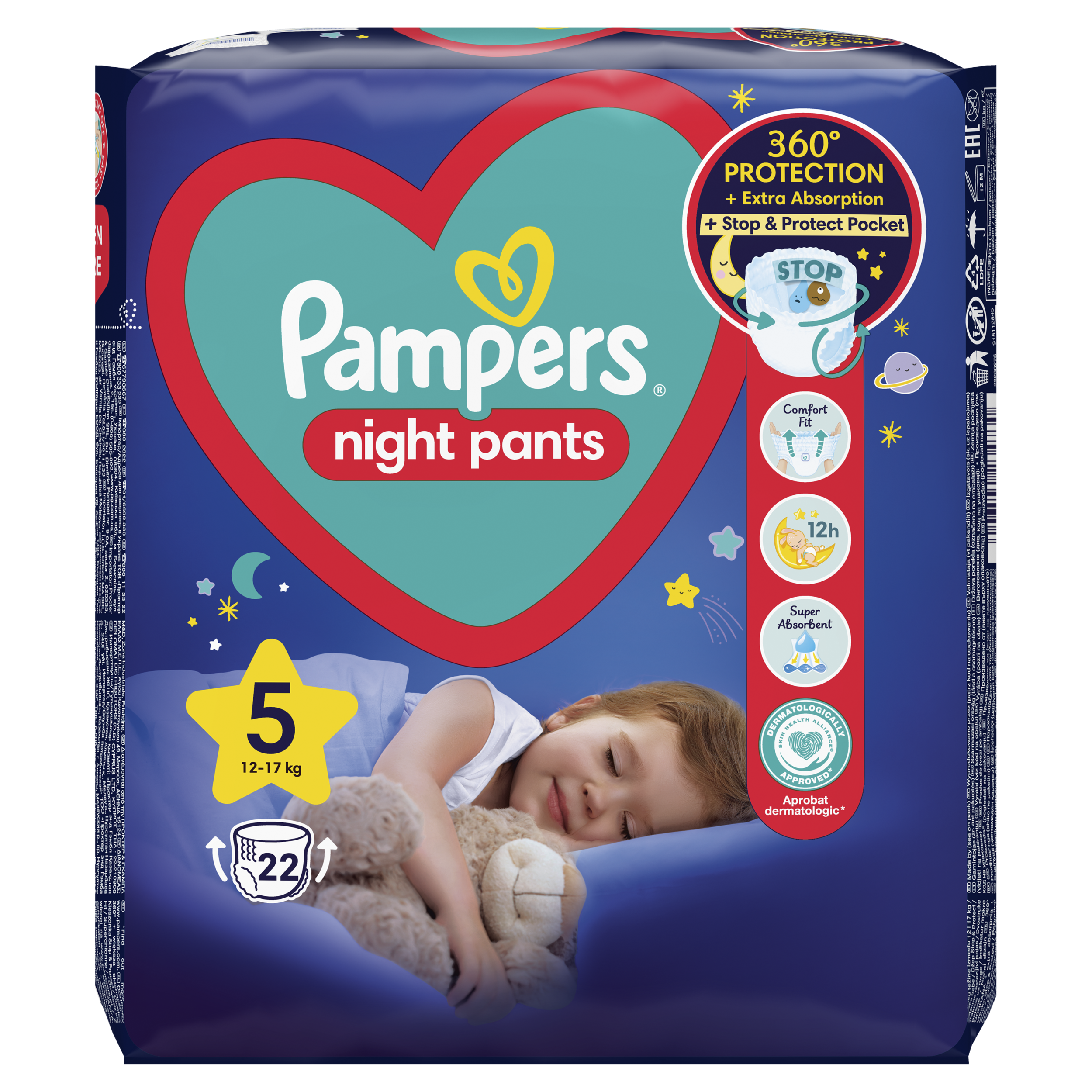 Pampers Night Pants Pieluchomajtki, Rozmiar 5, 22 Sztuk, 12Kg-17Kg