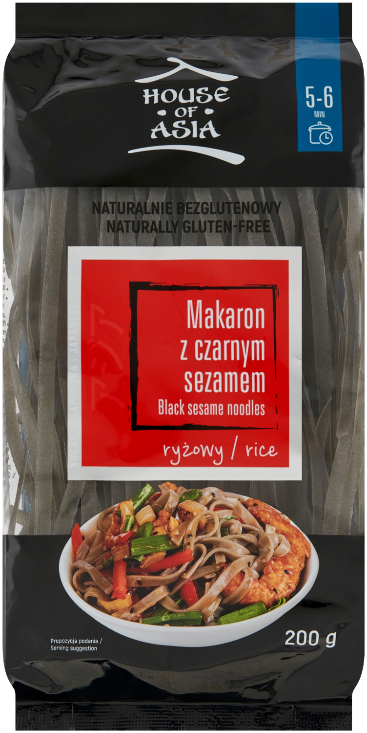 House Of Asia Makaron Ryżowy Z Czarnym Sezamem 5Mm 200G