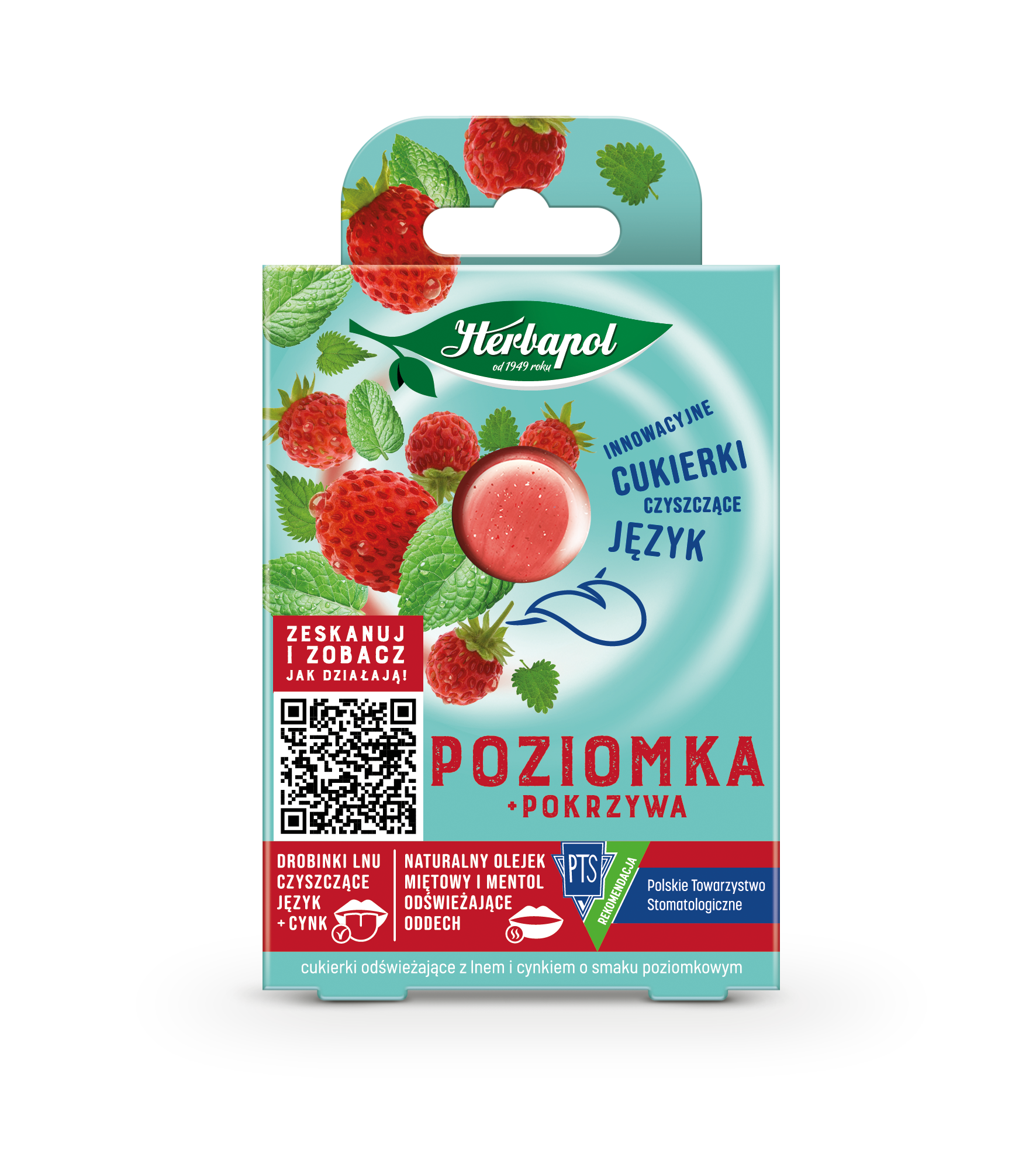 Herbapol Cukierki Odświeżające O Smaku Poziomki Z Pokrzywą 20G