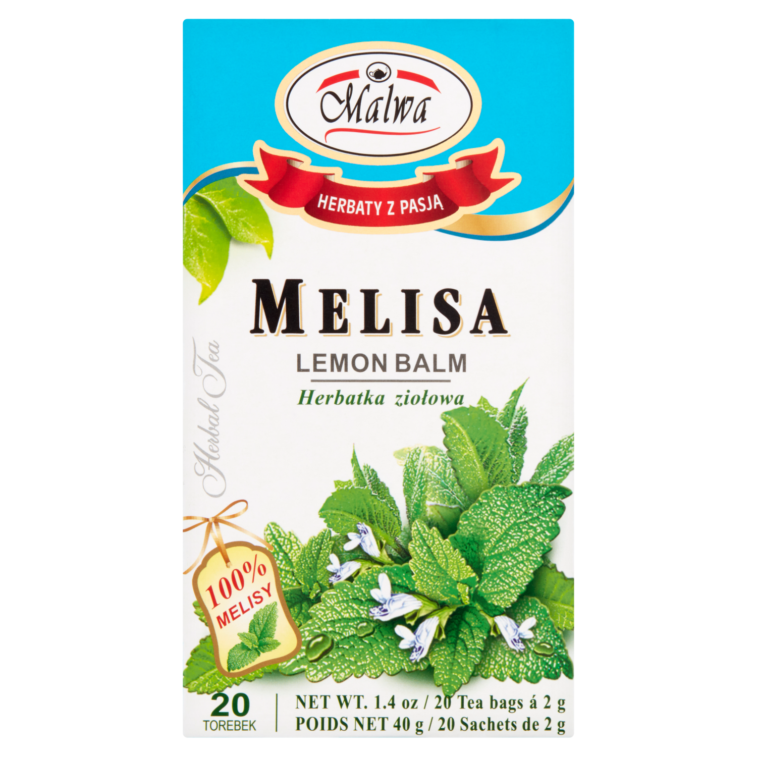Malwa Melisa Herbatka Ziołowa 20 Torebek 40 G (20X2 G)