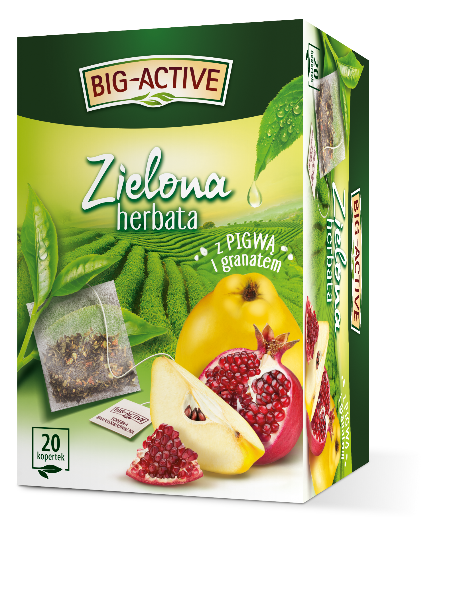 Big-Active - Herbata Zielona Z Pigwą I Granatem (20Tb X 1,7G)