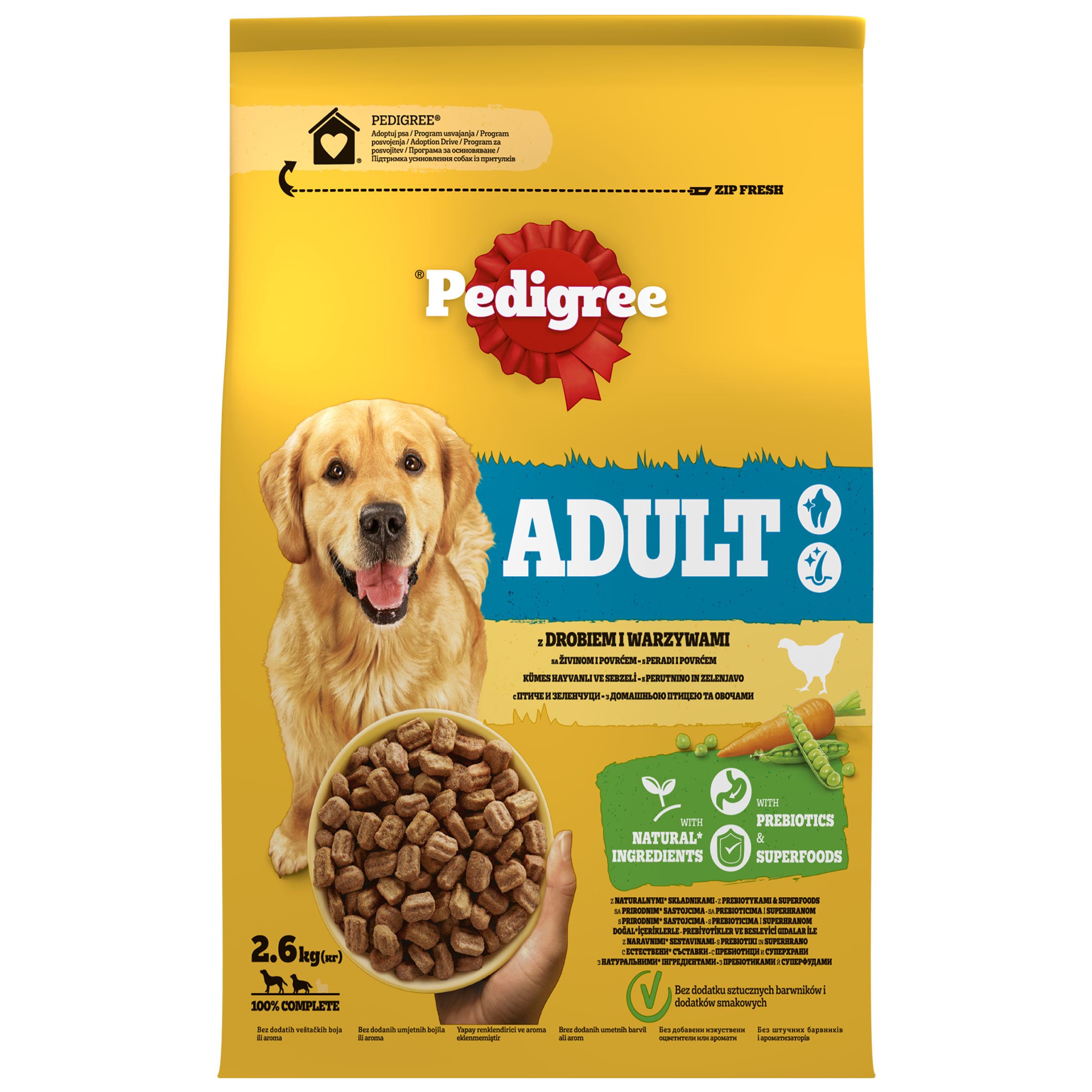 Pedigree Adult Sucha Karma Z Drobiem I Warzywami 2,6 Kg