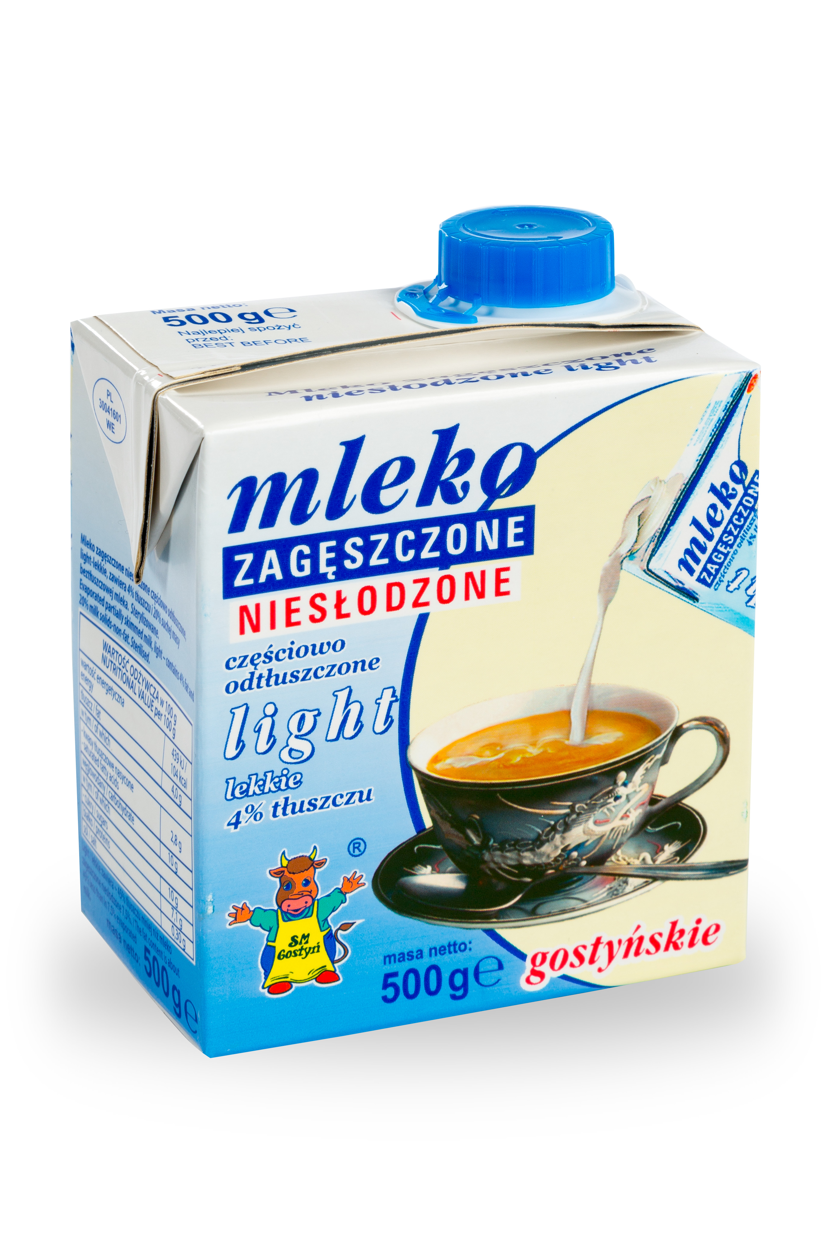 Spółdzielnia Mleczarska W Gostyniu. Mleko Zagęszczone Niesłodzone Gostyńskie Light 4% Tłuszczu 500G