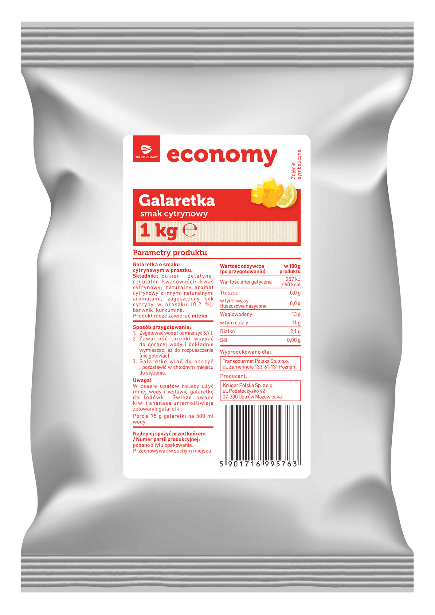 Tge Galaretka Smak Cytrynowy 1Kg