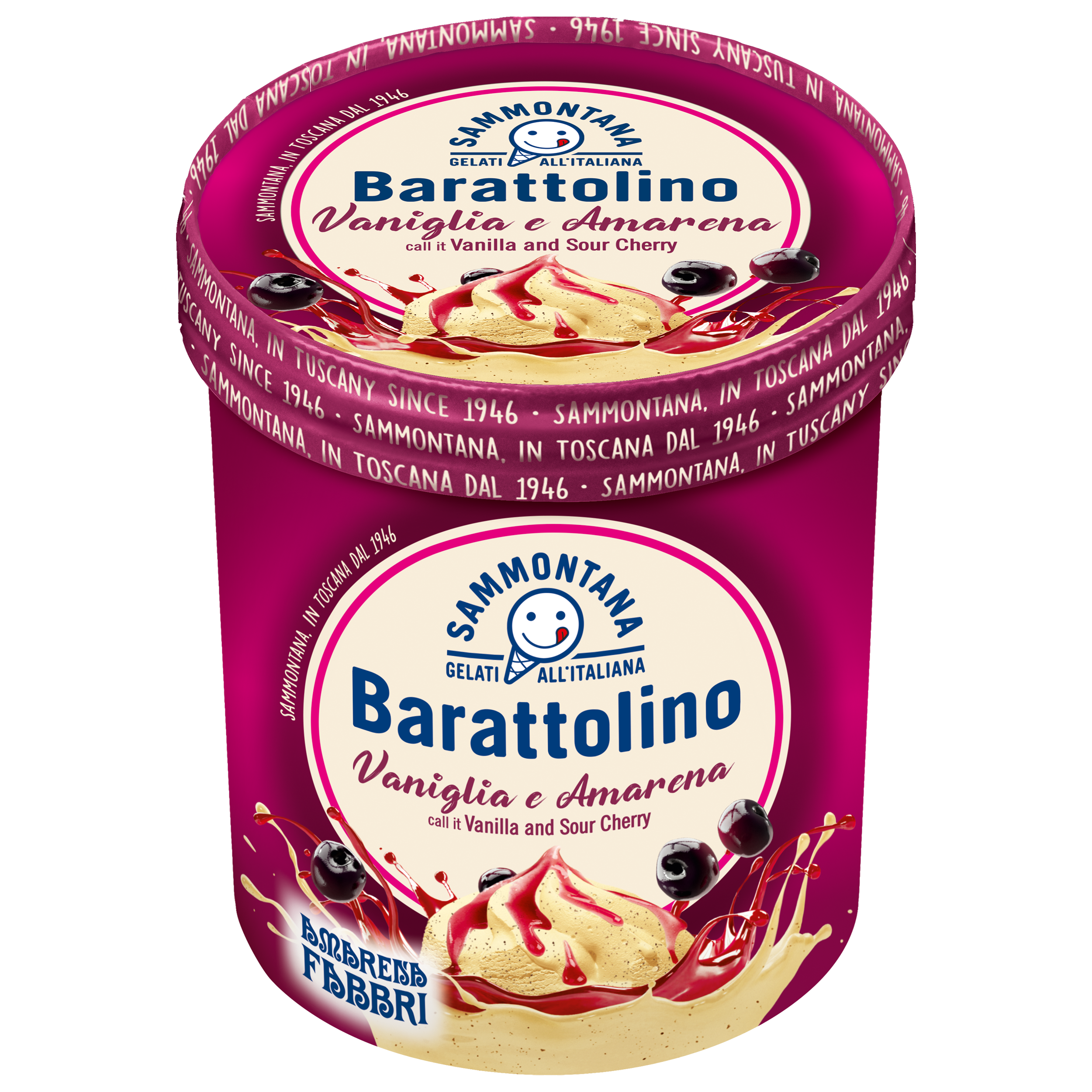 Barattolino Lody Waniliowe Z Nadzieniem Z Czarnej Wiśni 500G/800Ml