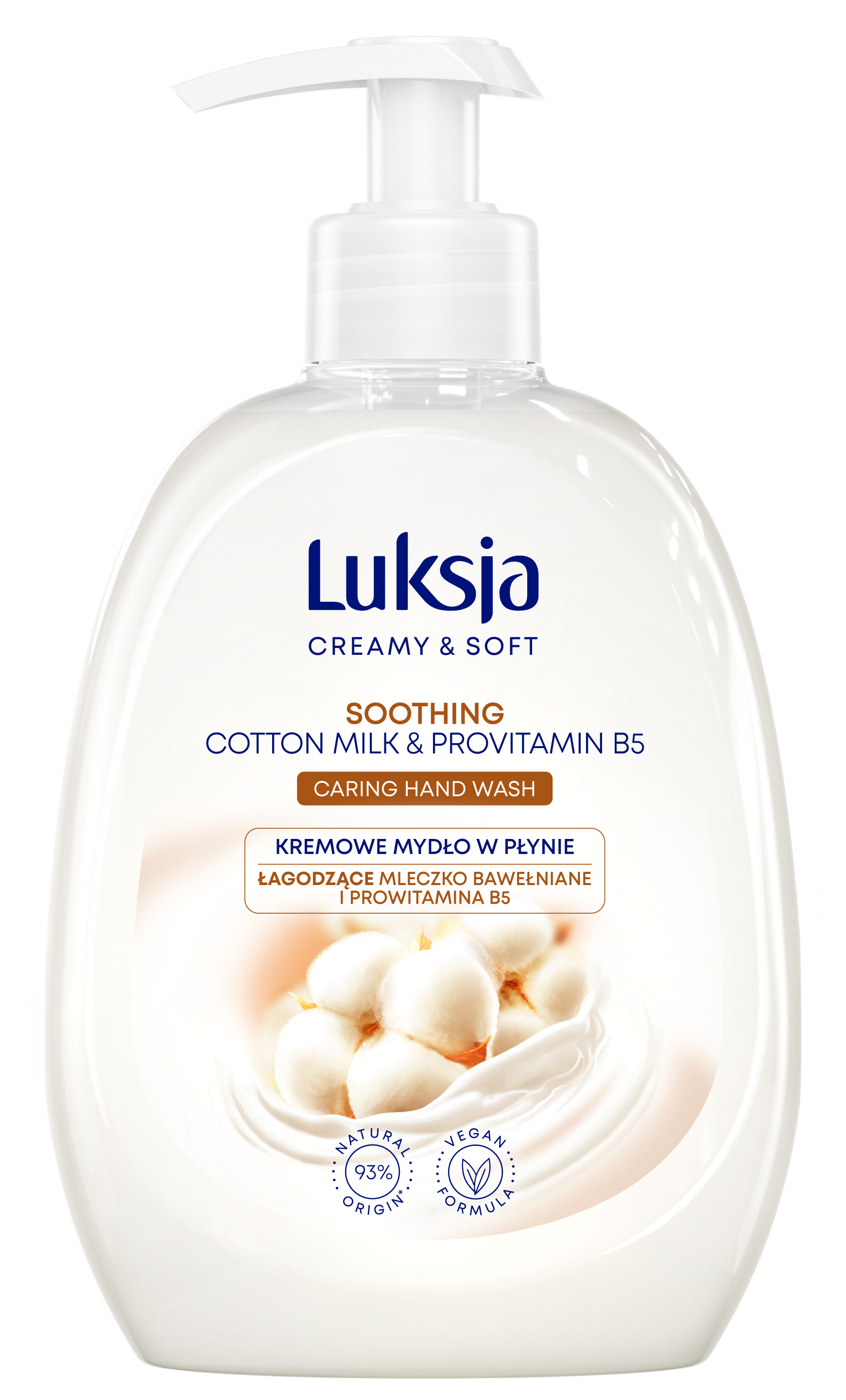 Luksja Creamy & Soft Kremowe Mydło W Płynie Mleczko Bawełniane I Prowitamina B5 500 Ml