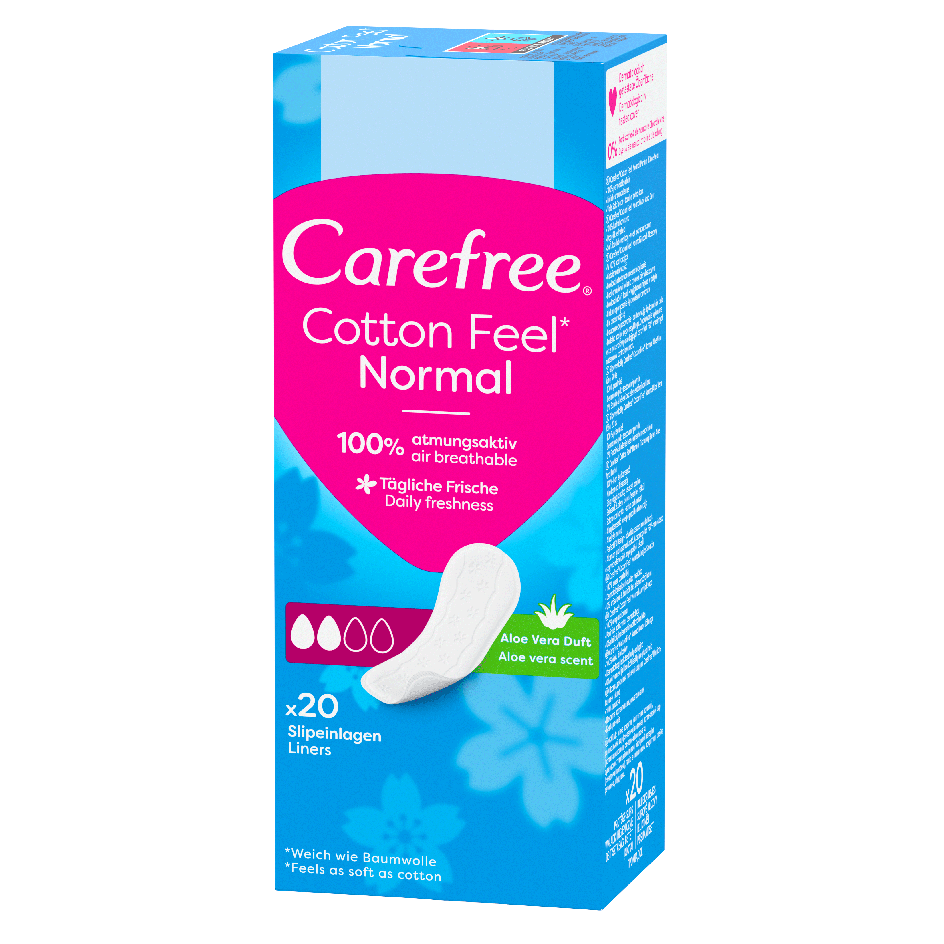 Carefree Cotton Aloe, Wkładki Higieniczne 20 Szt.