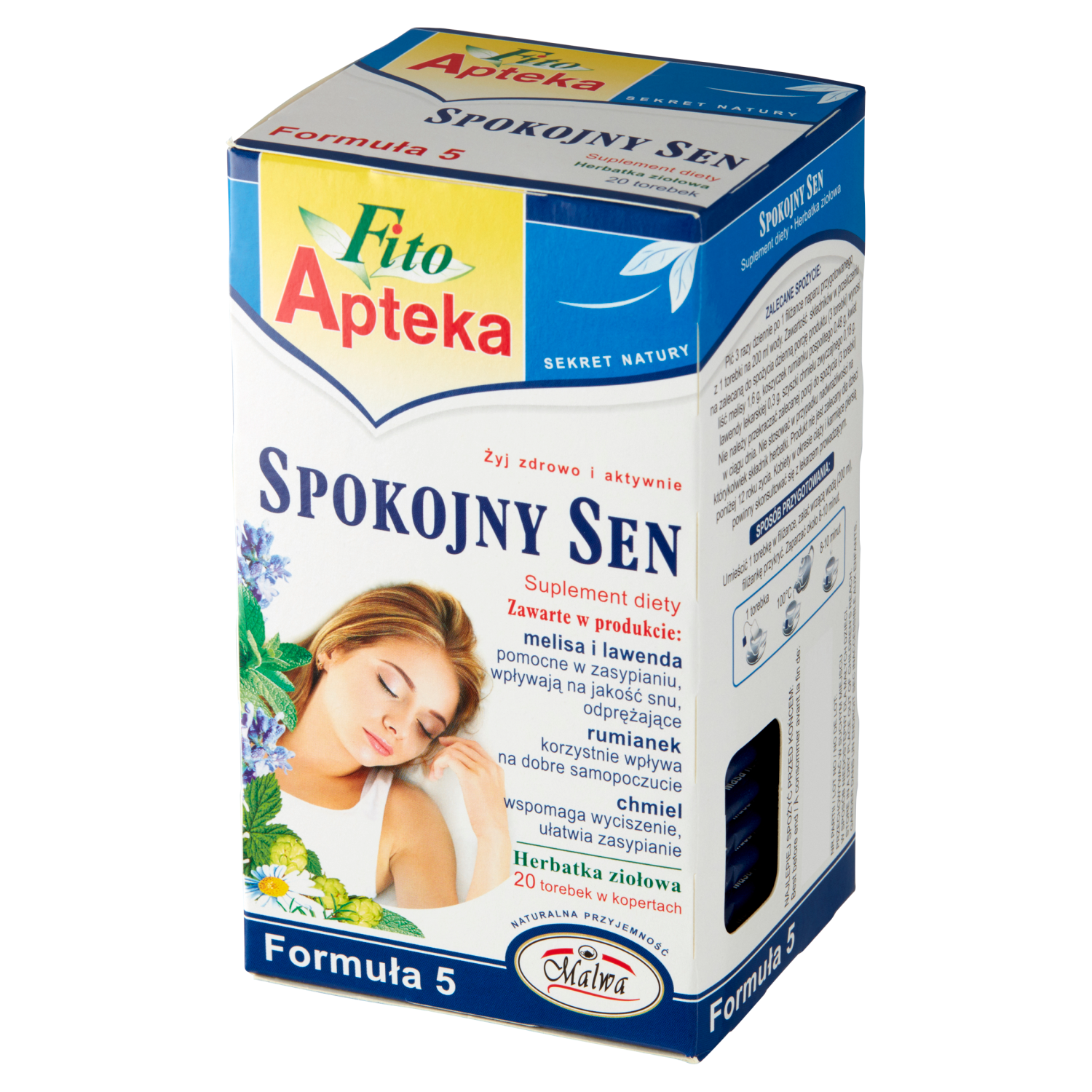 Malwa Fito Apteka Herbatka Ziołowa Suplement Diety Spokojny Sen 20 Torebek 40 G (20X2 G)