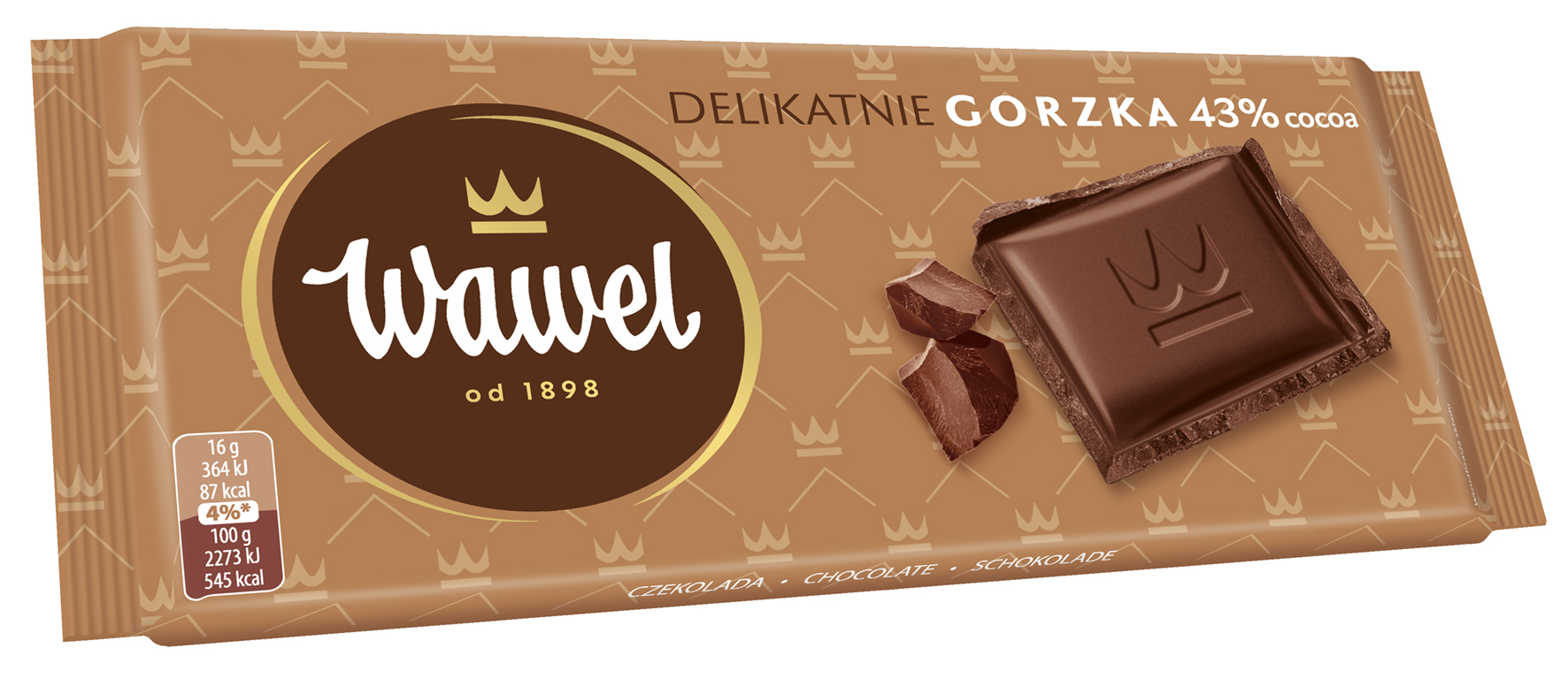 Wawel Czekolada Delikatnie Gorzka 43% Cocoa 80G