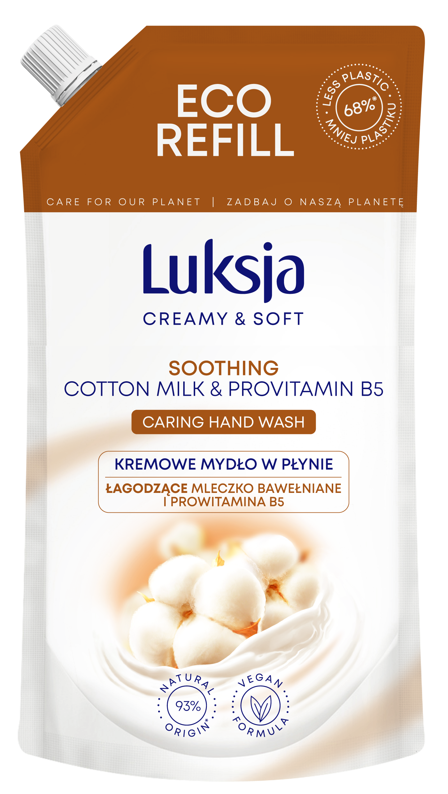 Luksja Creamy & Soft Kremowe Mydło W Płynie Mleczko Bawełniane I Prowitamina B5 400 Ml Opakowanie Uzupełniające