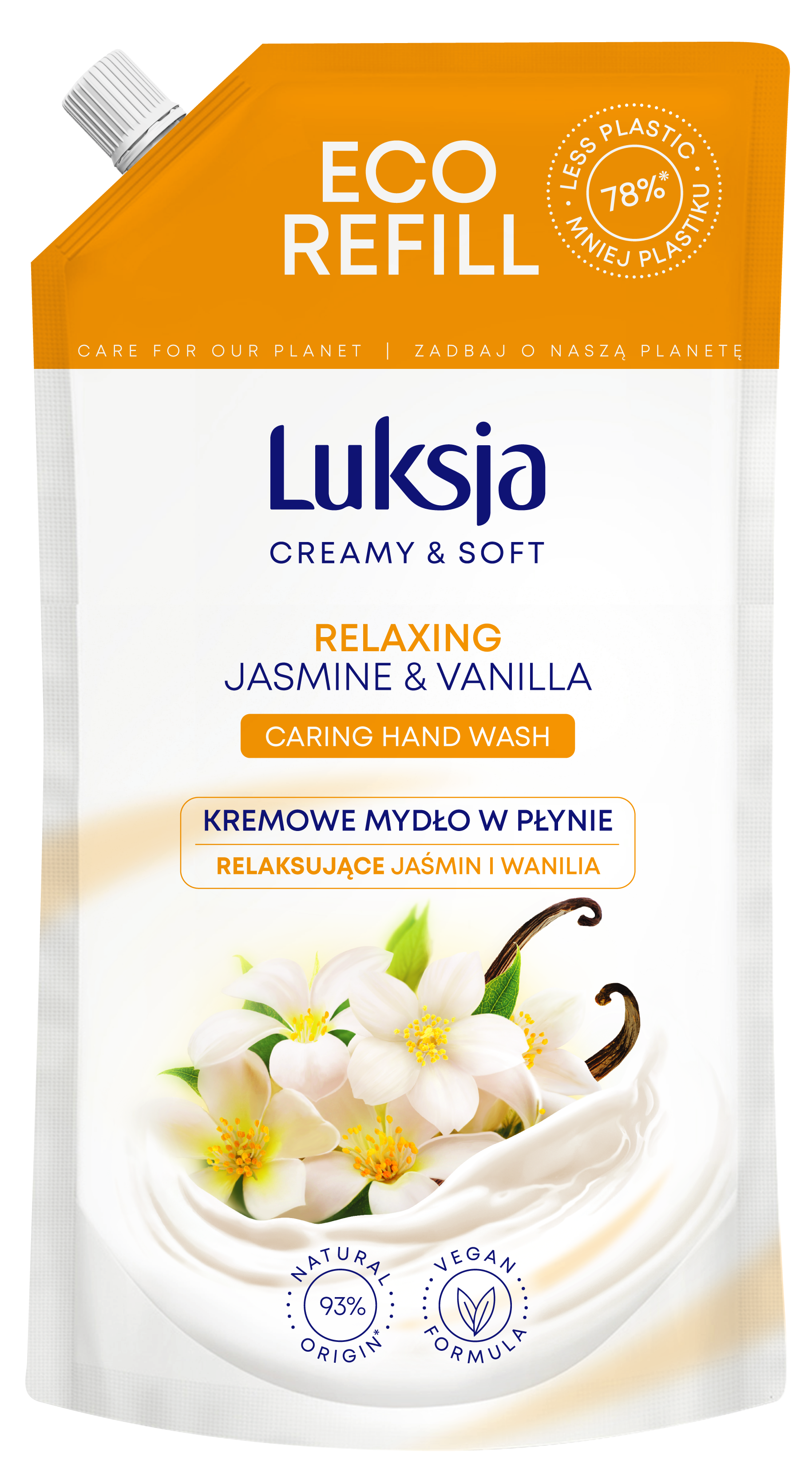 Luksja Creamy & Soft Kremowe Mydło W Płynie Jaśmin I Wanilia 900 Ml Opakowanie Uzupełniające