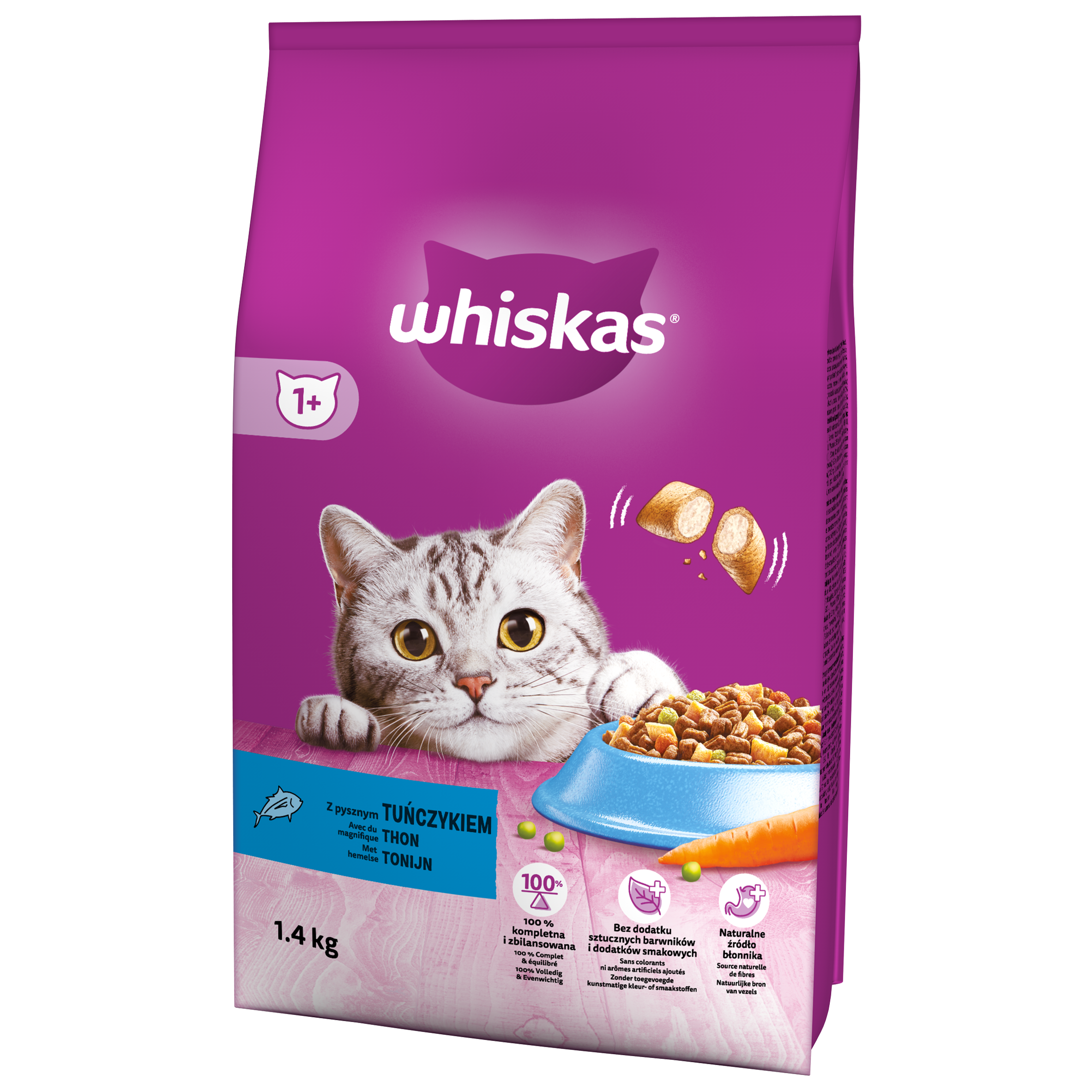 Whiskas 1+ Sucha Karma Z Tuńczykiem 1,4 Kg