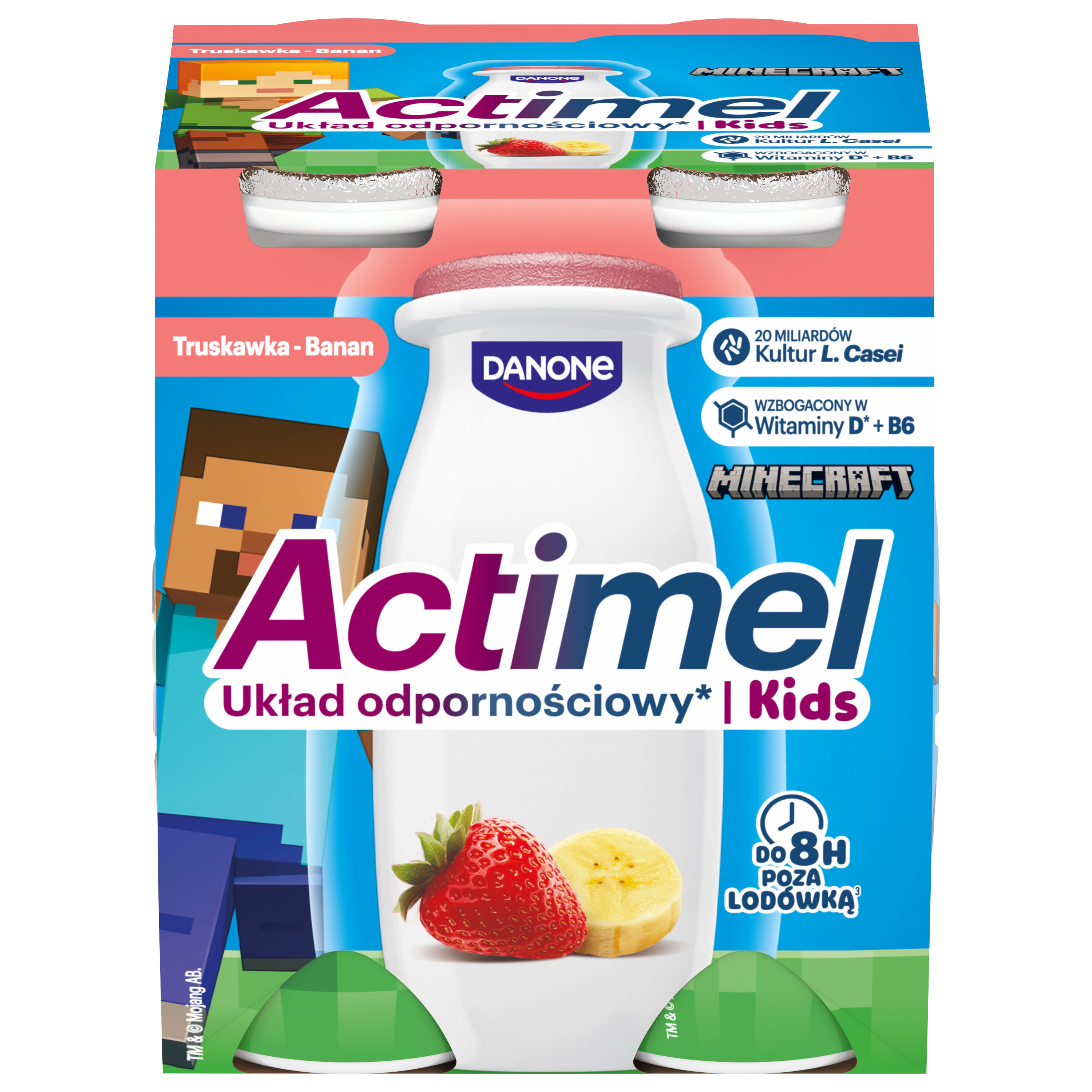 Actimel Kids O Smaku Truskawkowo-Bananowym 4 X 100 G