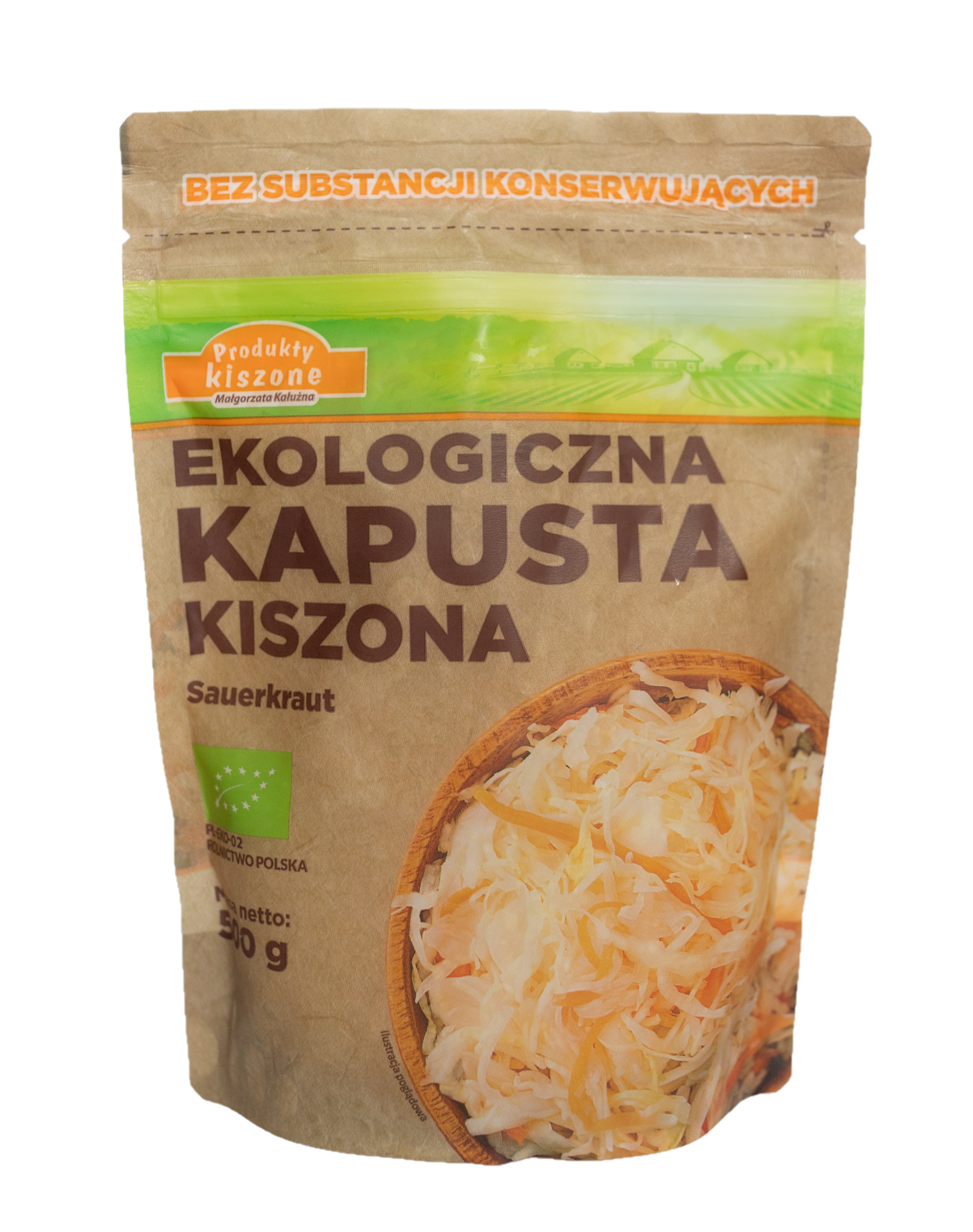 Ekologiczna Kapusta Kiszona Doypack Polska 500G Małgorzata Kałużna