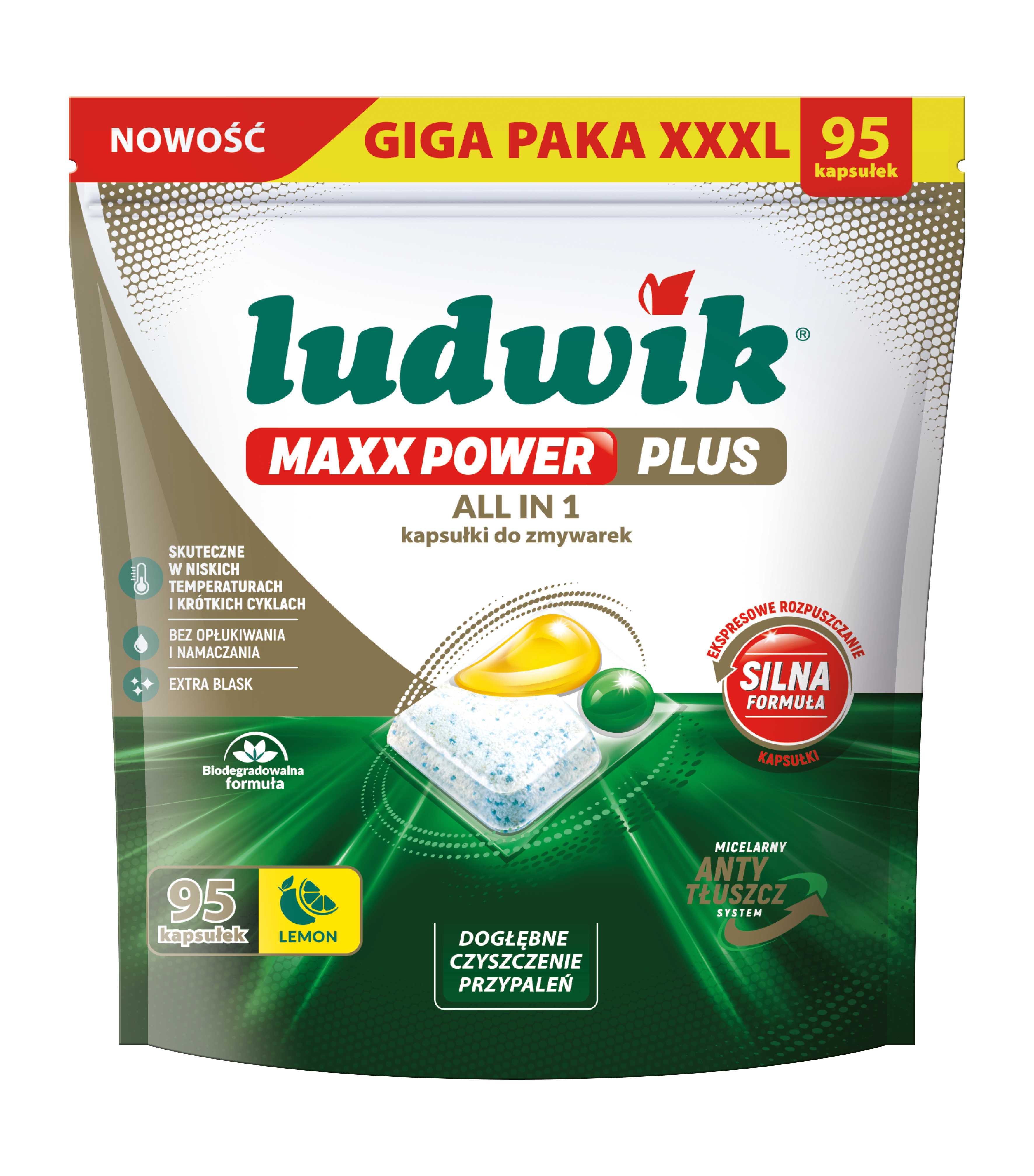 Ludwik Maxx Power Plus Kapsułki Do Zmywarek 95 Szt. Lemon