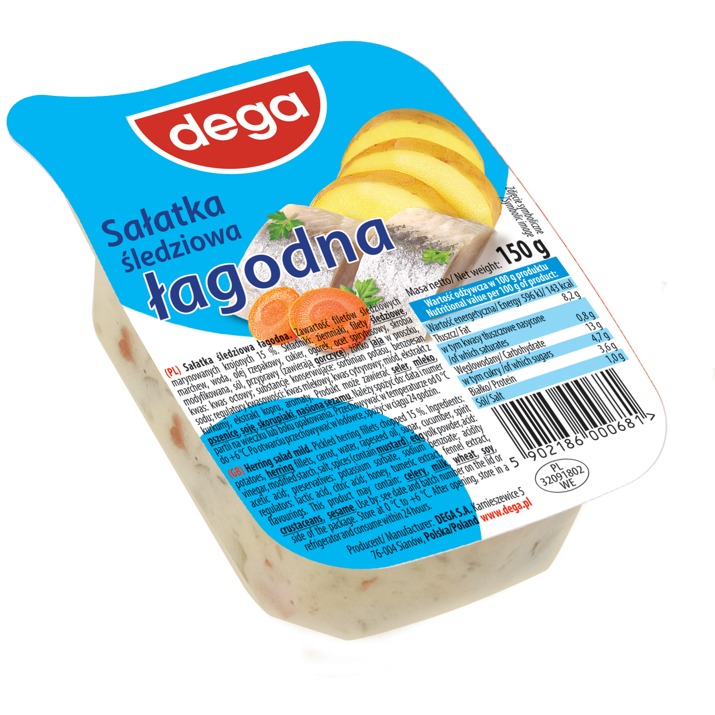 Dega Sałatka Śledziowa Łagodna 150G