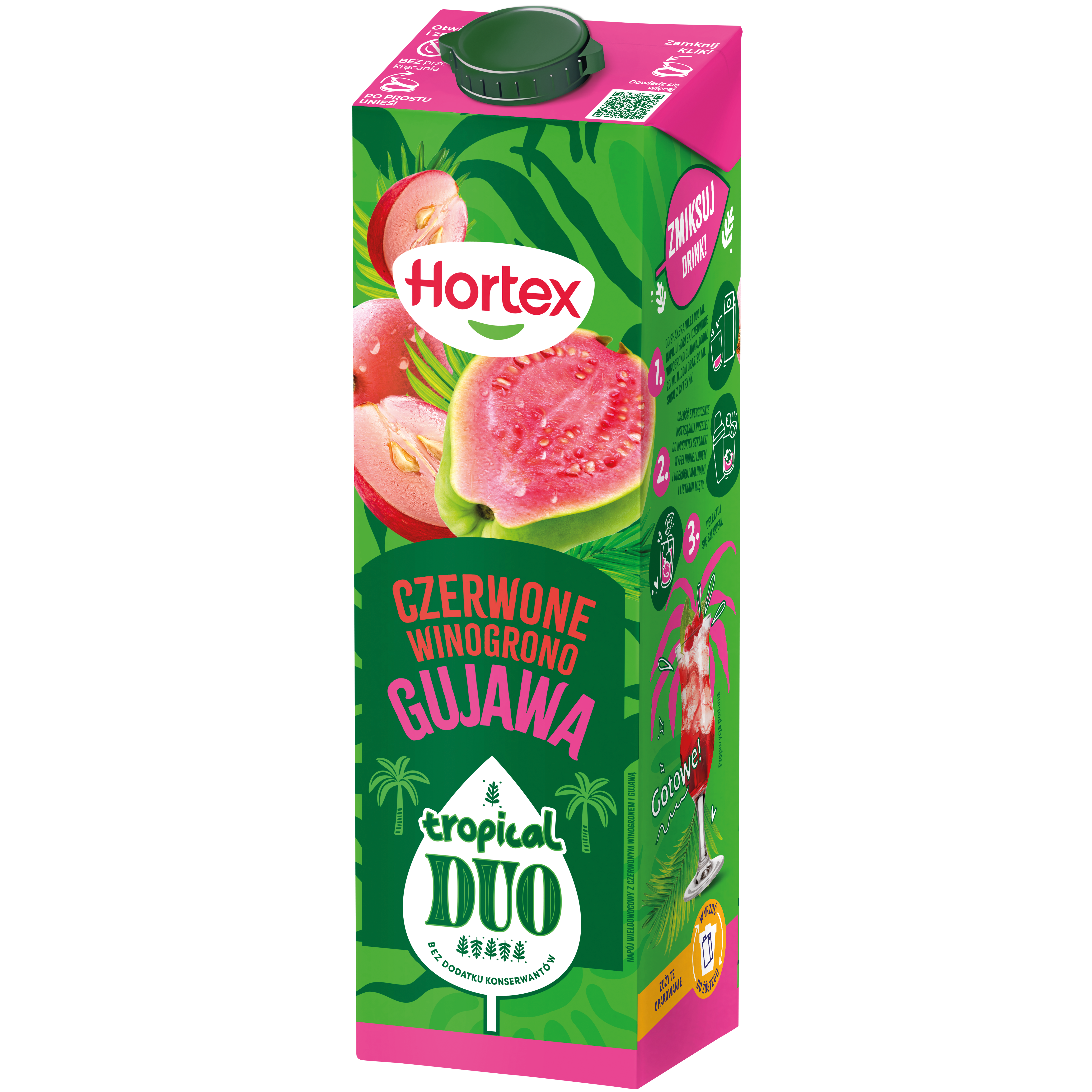 Hortex Tropical Duo Napój Czerwone Winogrono Gujawa Karton 1L
