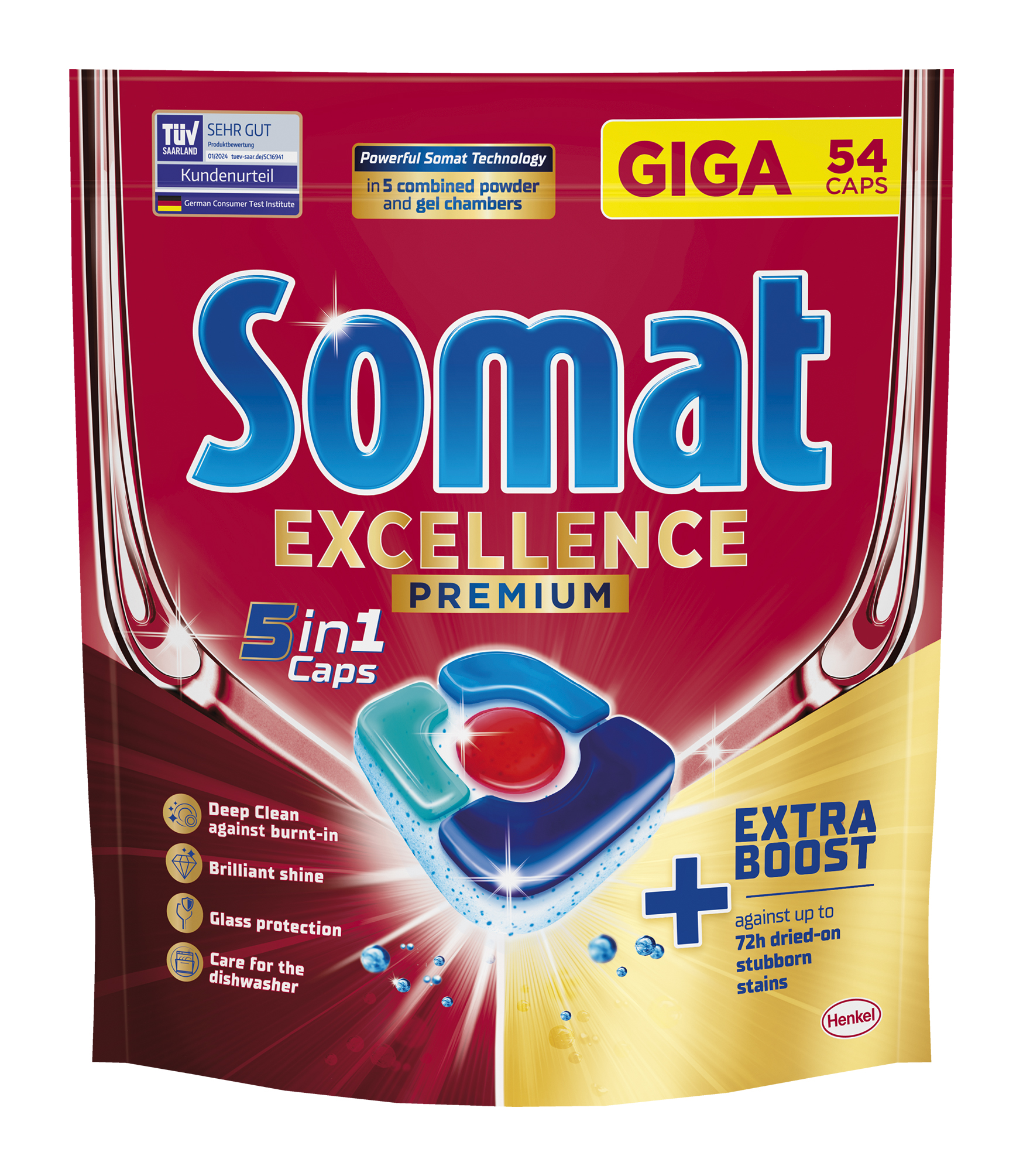 Somat Excellence Premium 5 W 1 Caps Kapsułki Do Mycia Naczyń W Zmywarkach 1053 G (54 Sztuki)