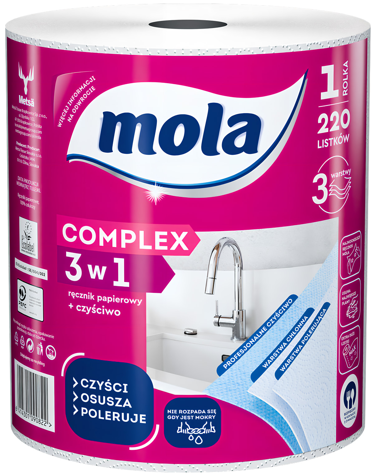 Mola Complex 3W1 Ręcznik Papierowy + Czyściwo 1 Szt