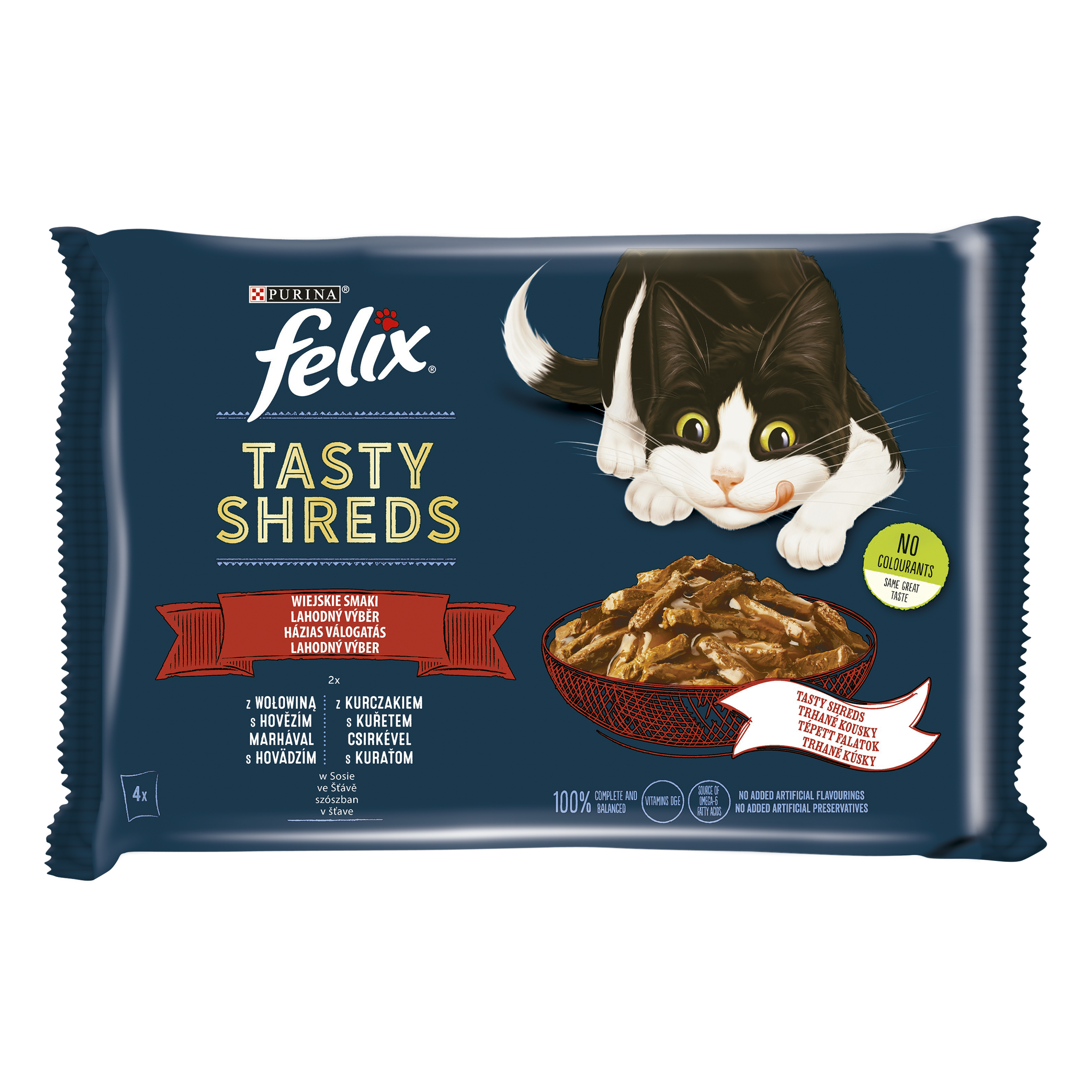 Felix Tasty Shreds Wołowina Kurczak (4X80G)