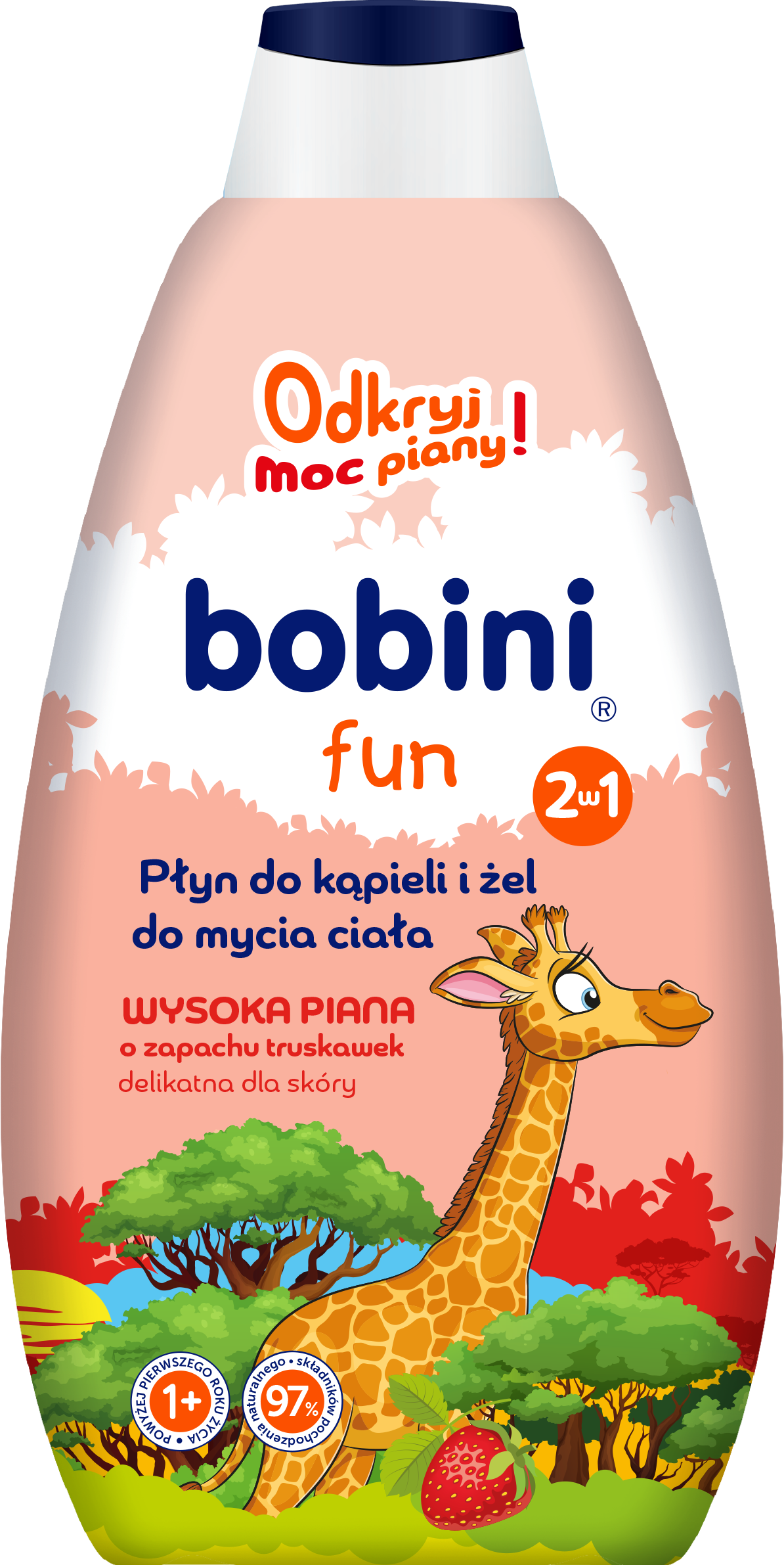 Bobini Fun Płyn Do Kąpieli I Żel Do Mycia Wysoka Piana O Zapachu Truskawek 500Ml