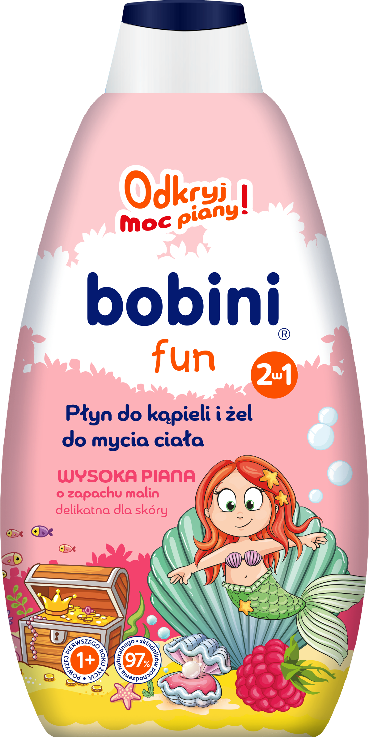 Bobini Fun Płyn Do Kąpieli I Żel Do Mycia Wysoka Piana O Zapachu Malin 500Ml