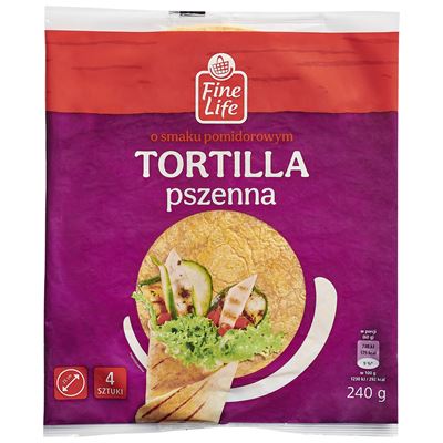 Fine Life Tortilla pszenna pomidorowa 4 x 60 g 25 cm